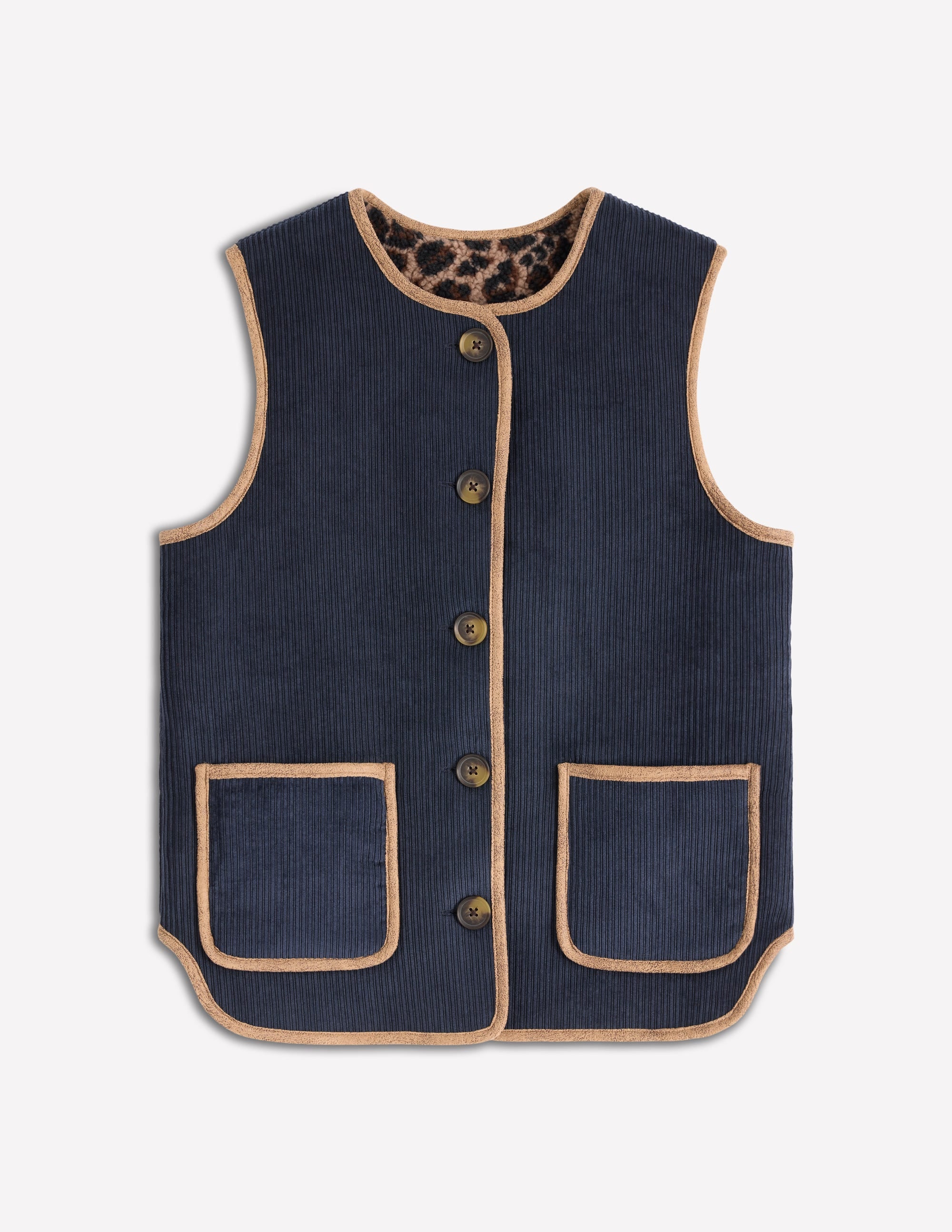 Clerkenwell Reversible Gilet-Navy, Leopard | Boden USA
