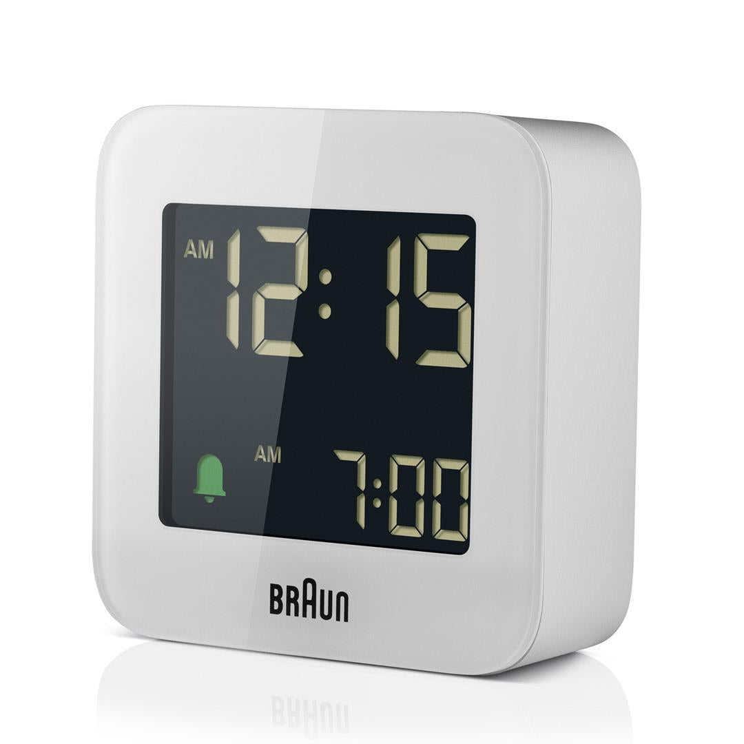 BC08 Braun digital travel alarm clock - white – US - Braun Clocks