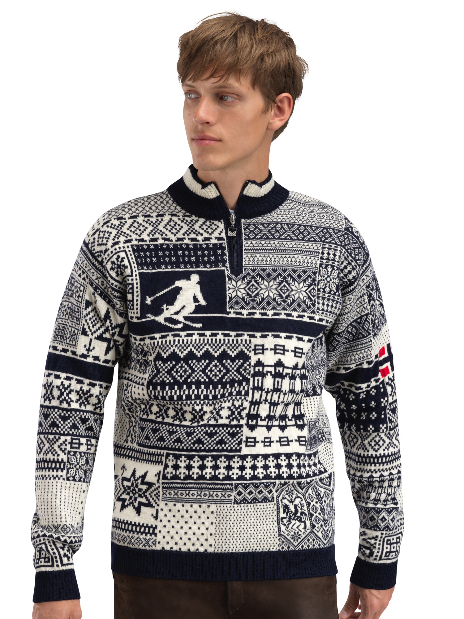 History sweater Navy Offwhite Raspberry - Dale of Norway