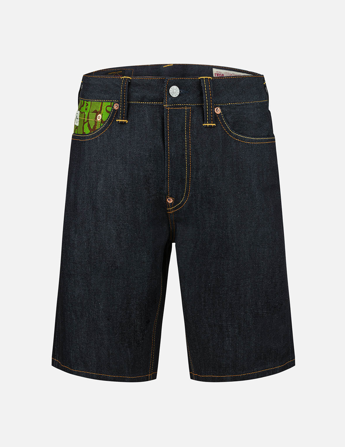 Ishigaki Camouflage Inserted Daicock Regular Fit Denim Shorts – EVISU
