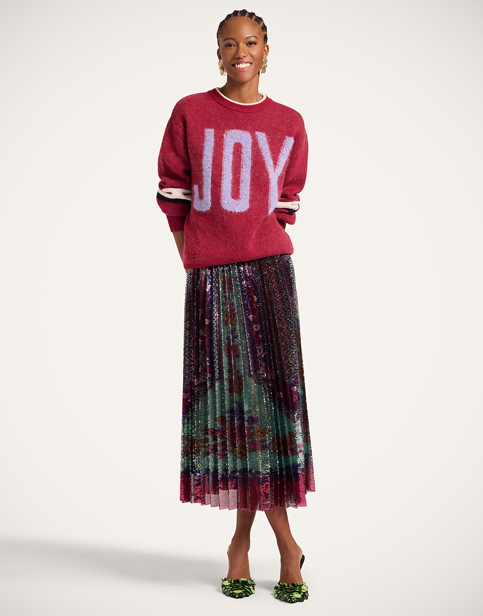 Accordion Skirt in Regalia Placée Menta for Women | La DoubleJ US