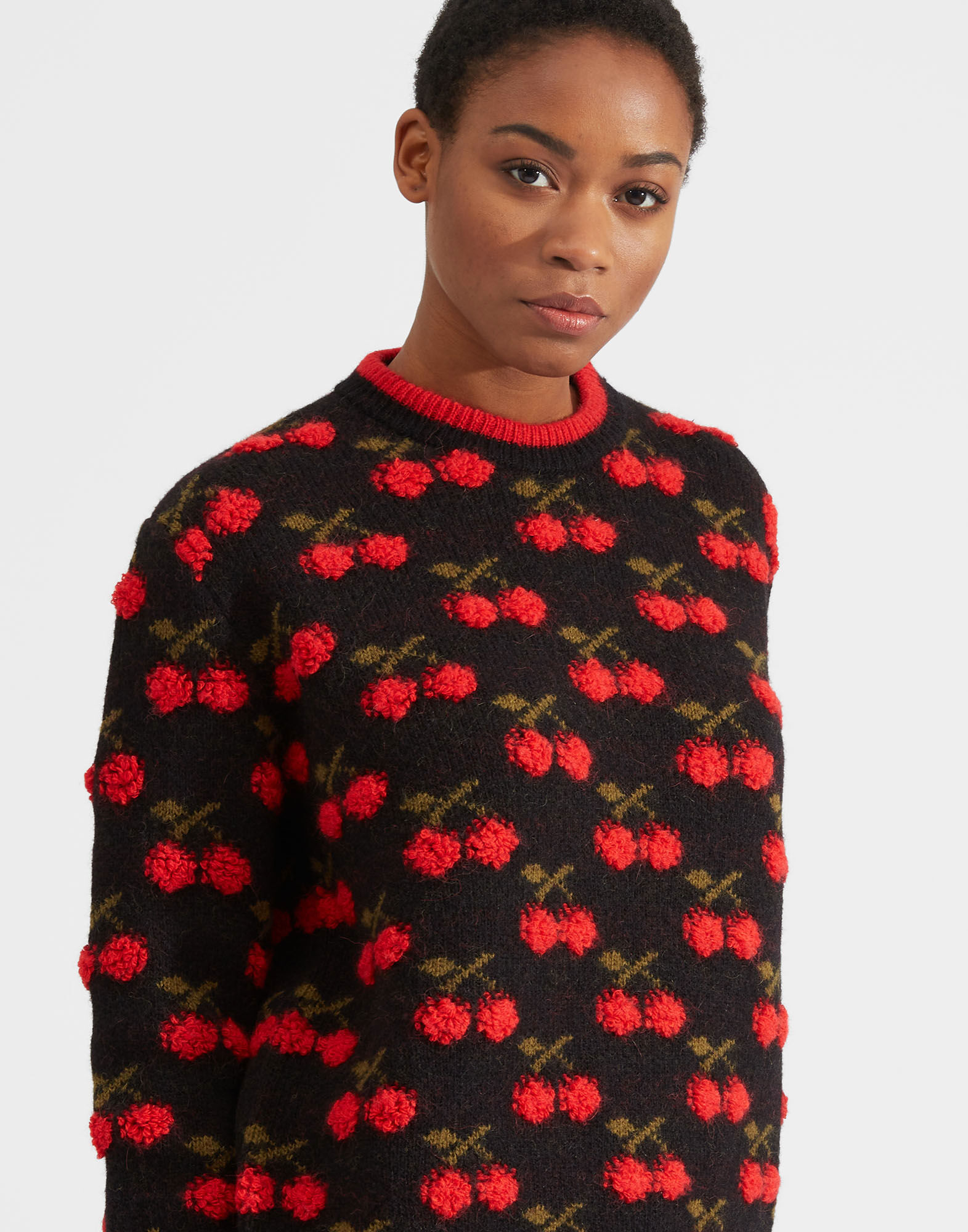 Cherry Sweater in Black / Red for Women | La DoubleJ US