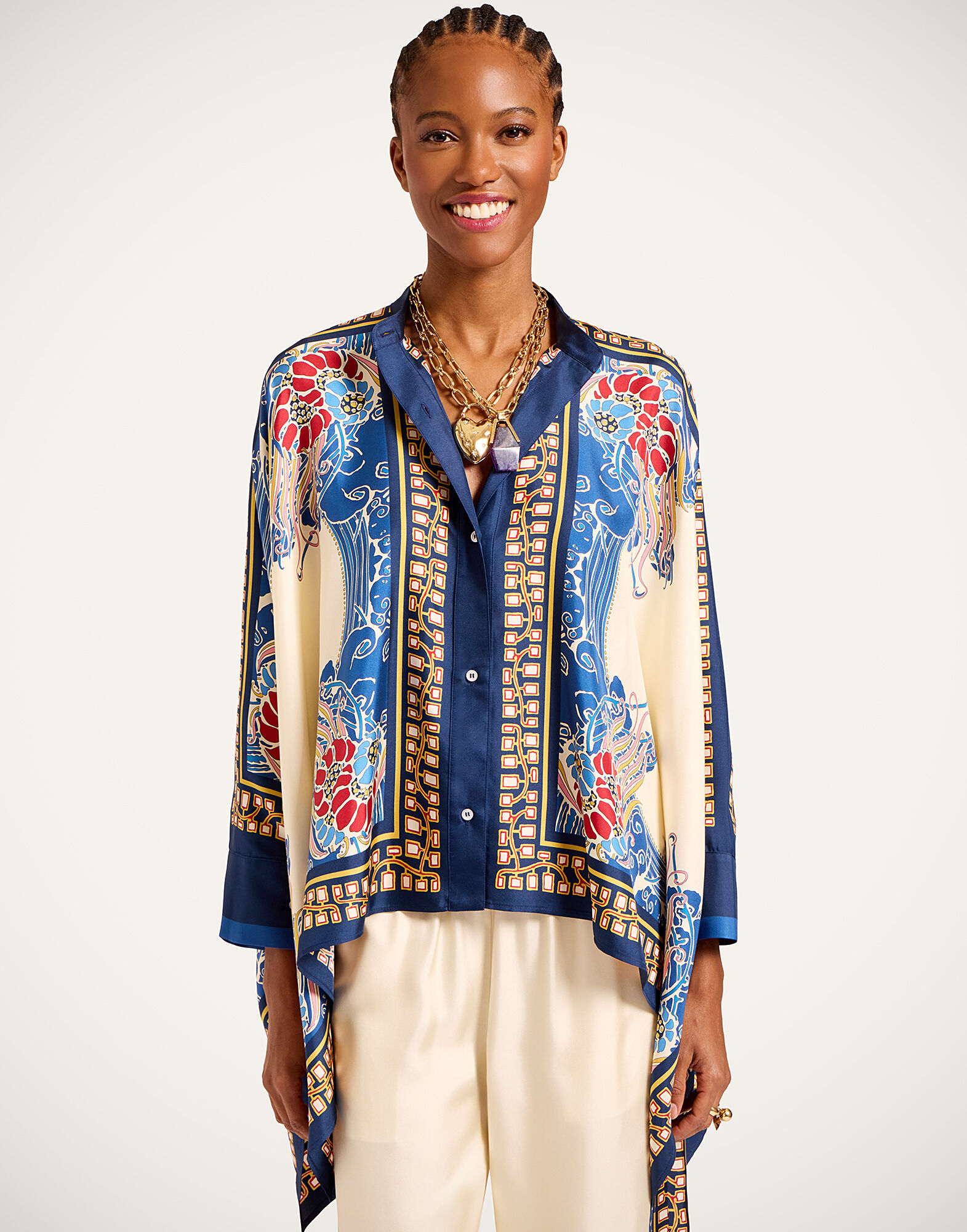 Foulard Shirt in Lemuria Placée Blue for Women | La DoubleJ US