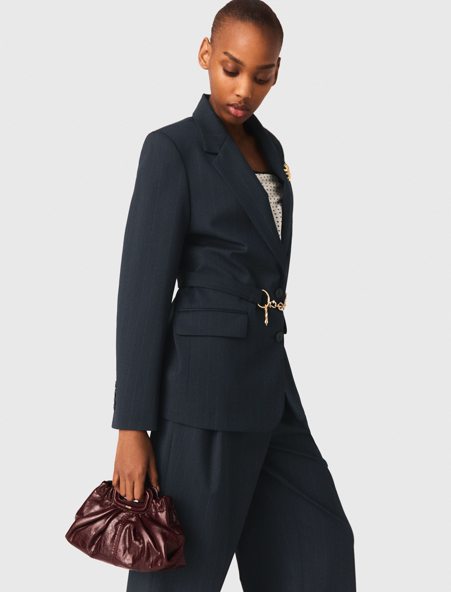 Pinstripe suit jacket Blue For Women | Maje