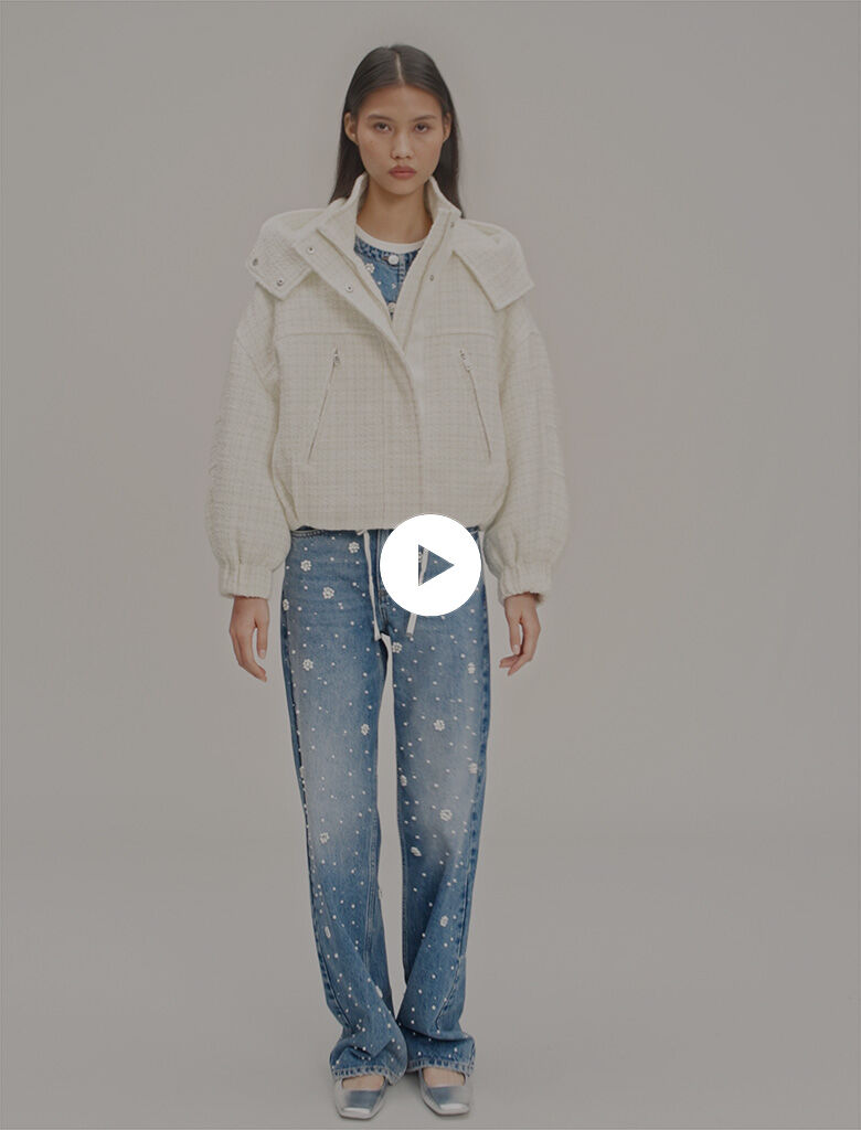 Tweed down jacket White For Women | Maje