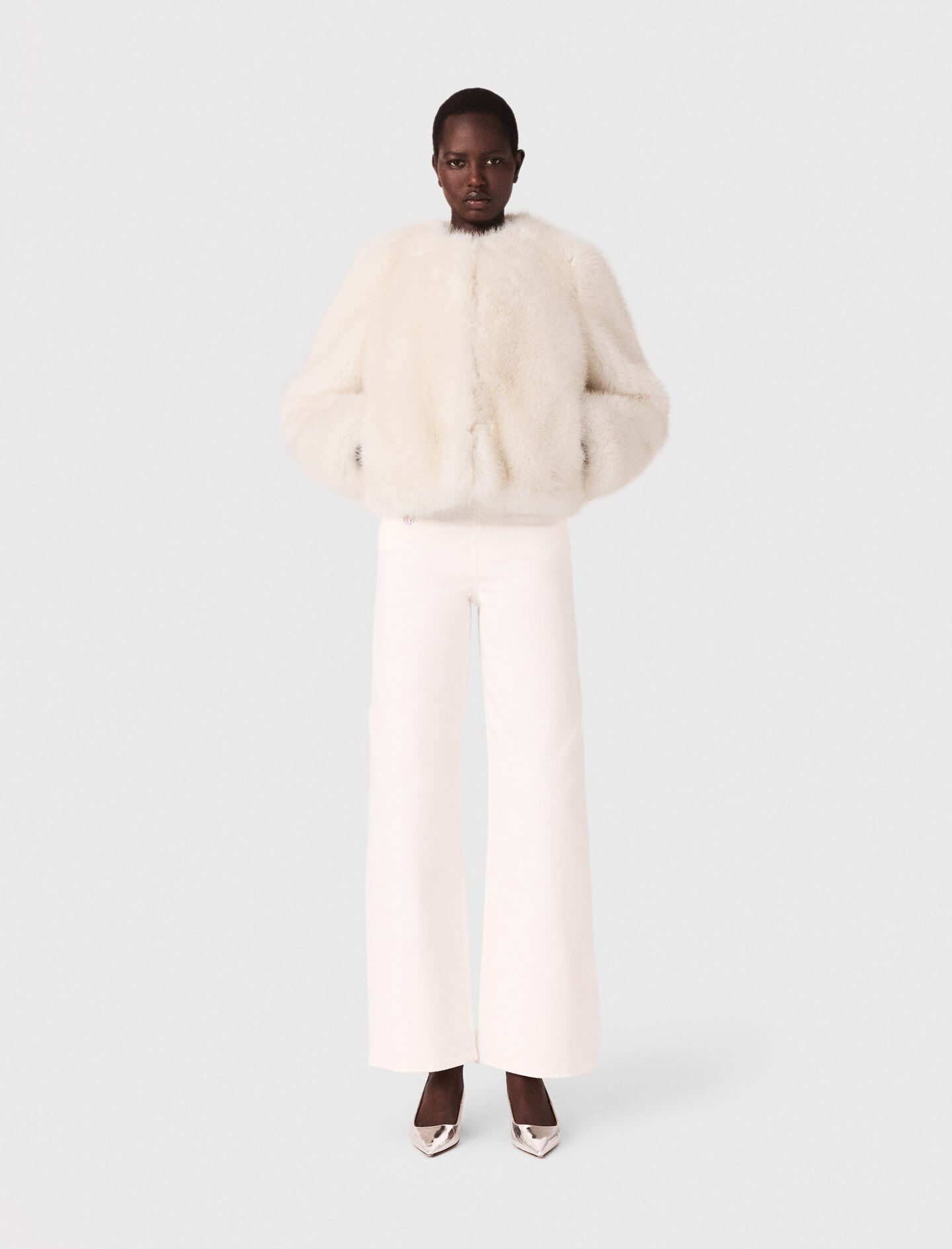 Short faux fur jacket Natural For Women | Maje