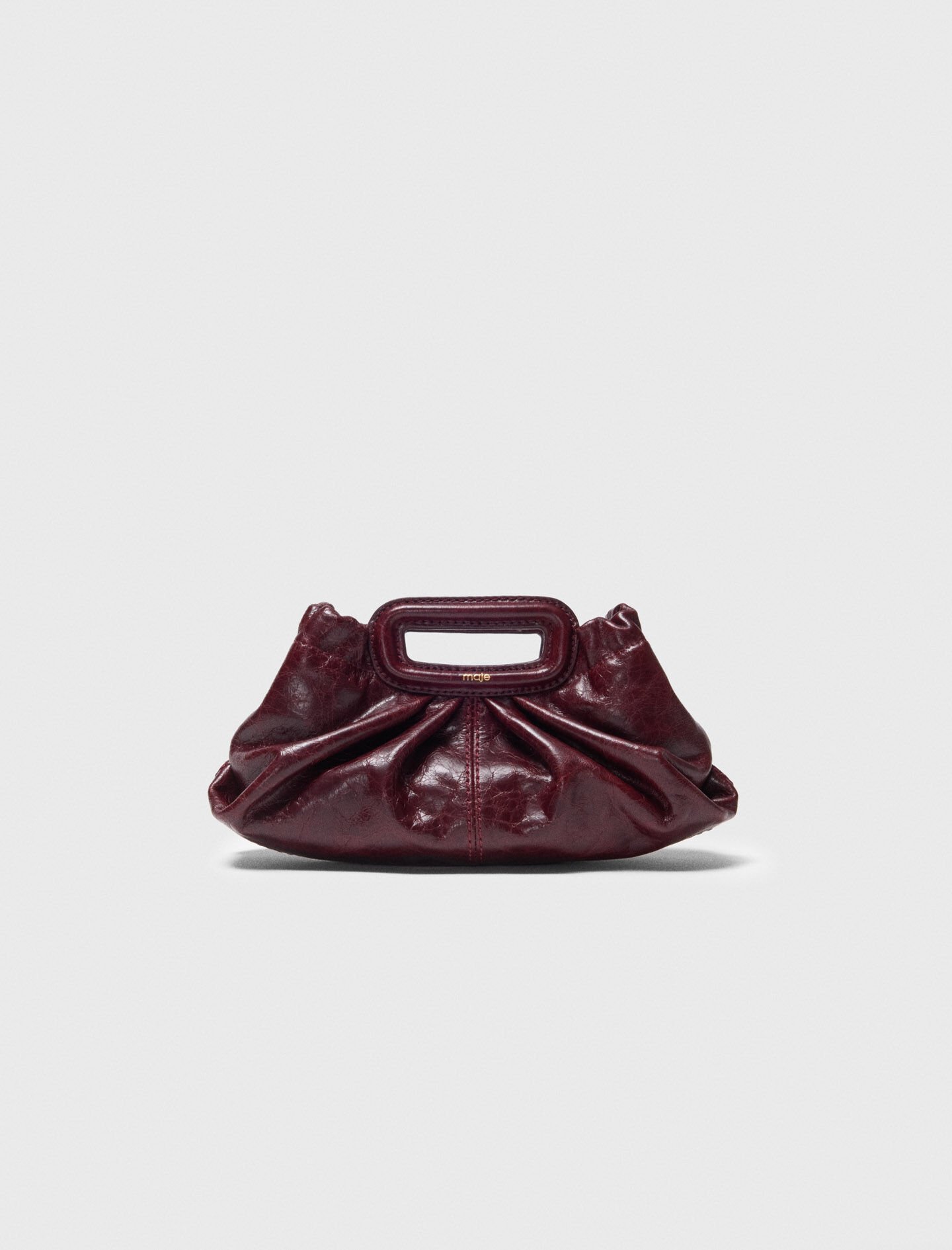 Crackled leather Milpli mini Clutch Red For Women | Maje