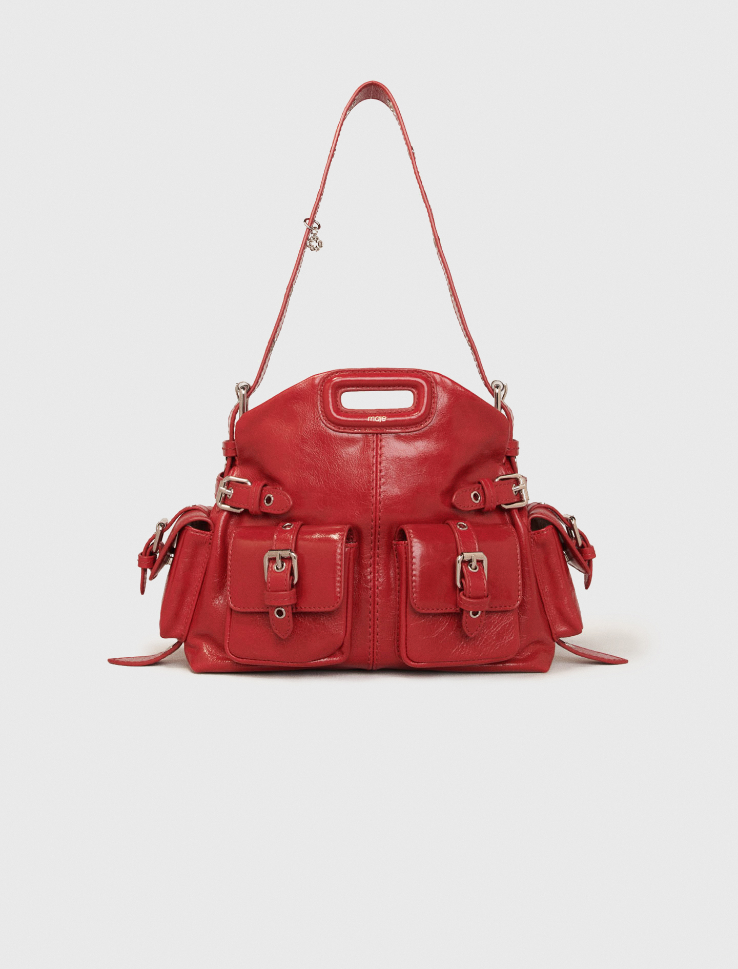 Miss M Mini cargo leather bag Red For Women | Maje