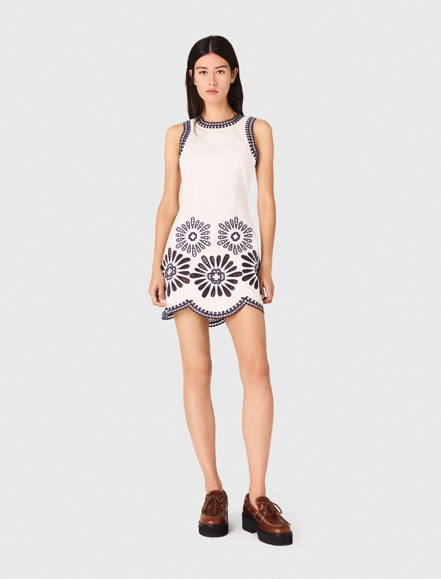 Mini dress with crochet details Bicolor For Women | Maje