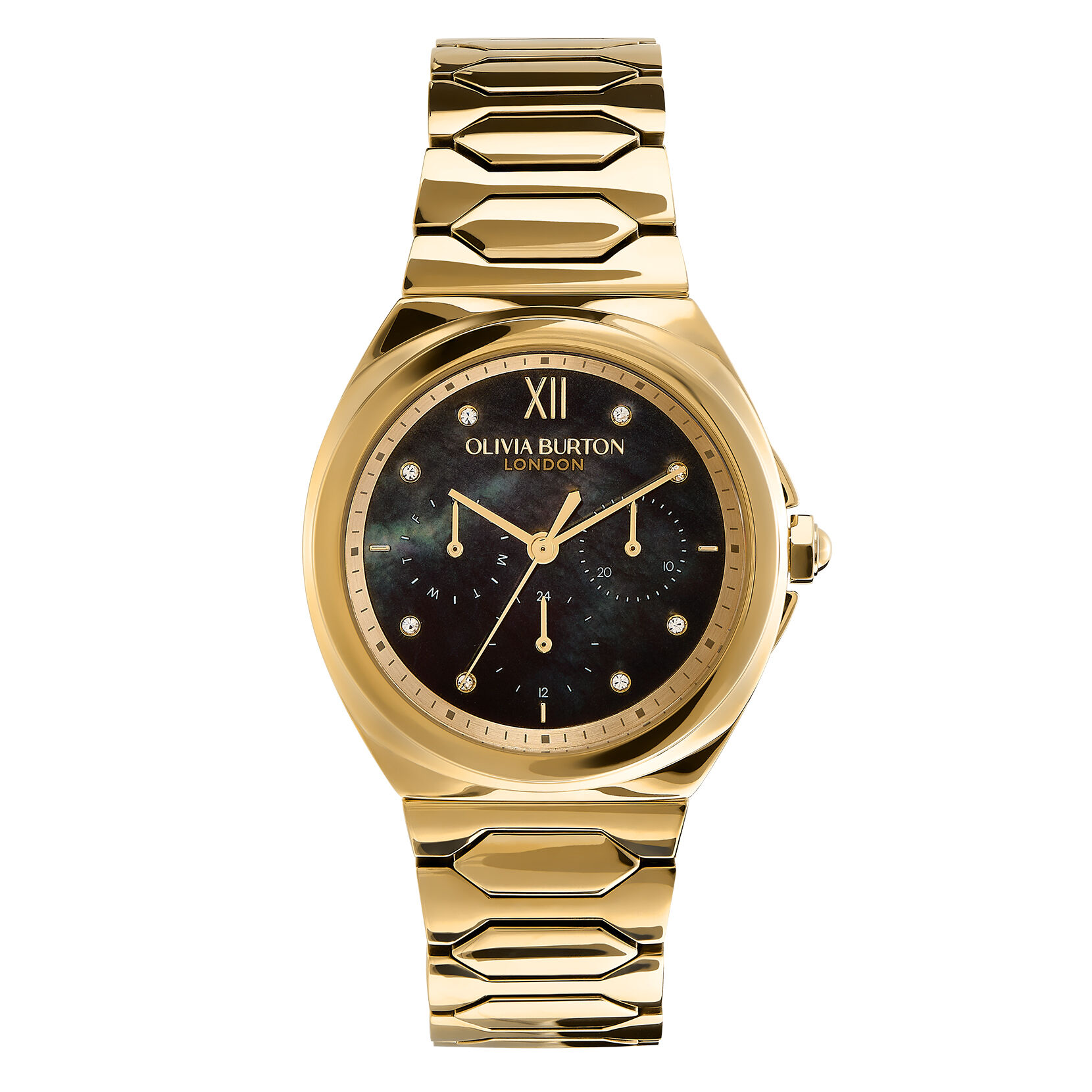 Sports Luxe 36mm Lustre Multi-Function Black & Gold Bracelet Watch