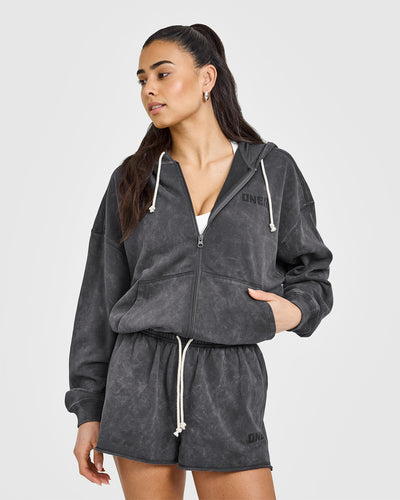 Oversized Zip Up Hoodie - Coal Women's | Oner Active US