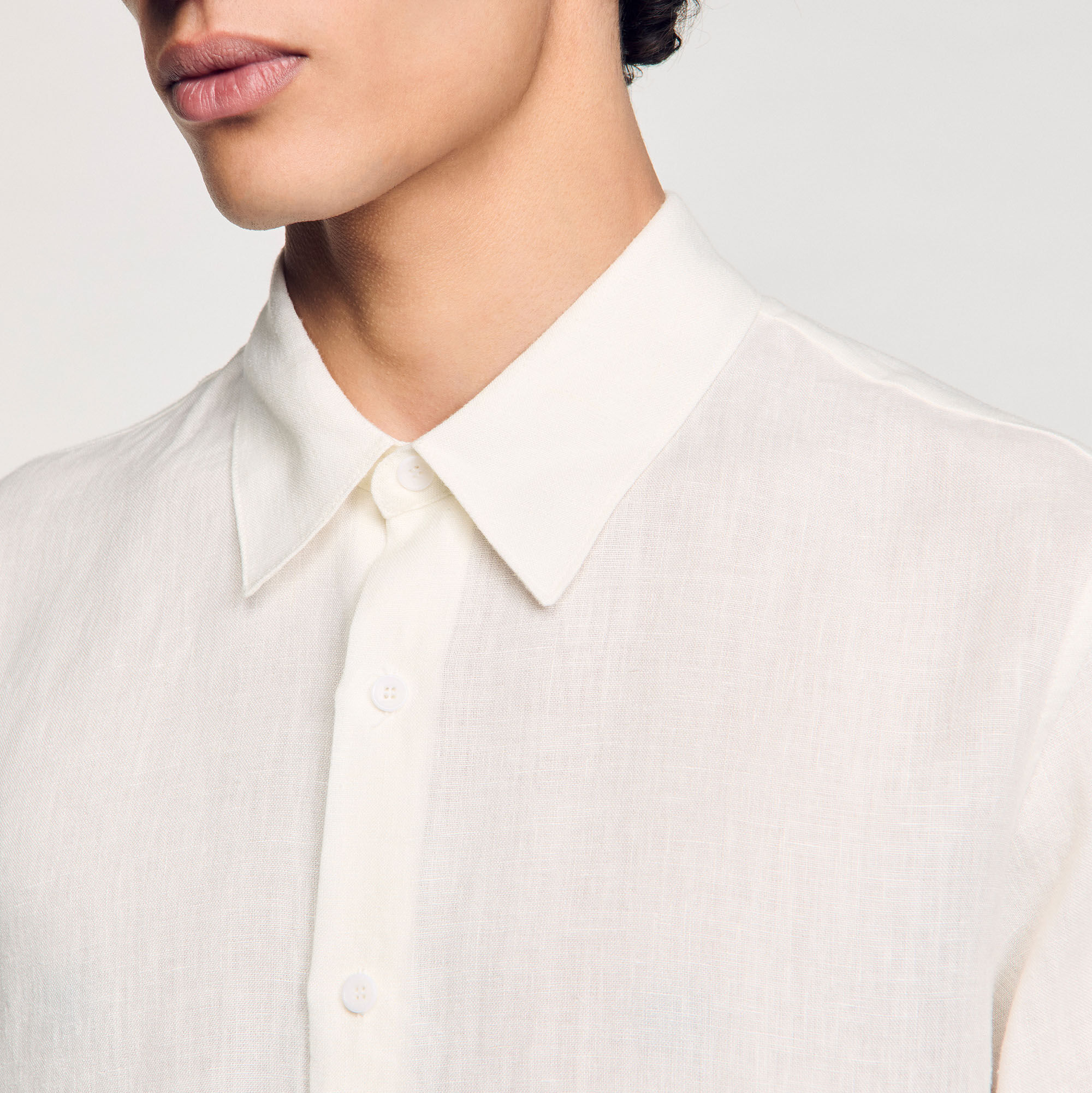 Linen shirt in Ivory. for Men | Sandro Paris