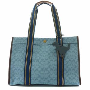 トートバッグ ショルダーバッグ デニム 花柄 ロゴ 紺 ネイビー 91049