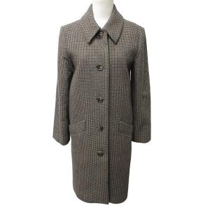 美品 近年モデル ロングコート ジャケット 千鳥格子柄 1110221 茶