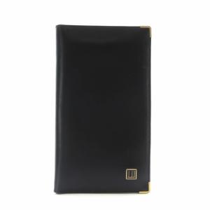 長財布 お札入れ 二つ折り レザー ロゴ ゴールド金具 黒 ブラック