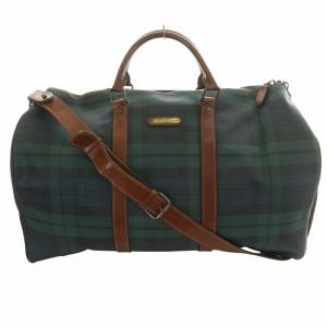 ボストンバッグ ショルダー ハンド 2WAY チェック キャンバス レザー