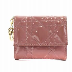 LADY DIOR ロータスウォレット カナージュ 三つ折り財布 ピンク（2024