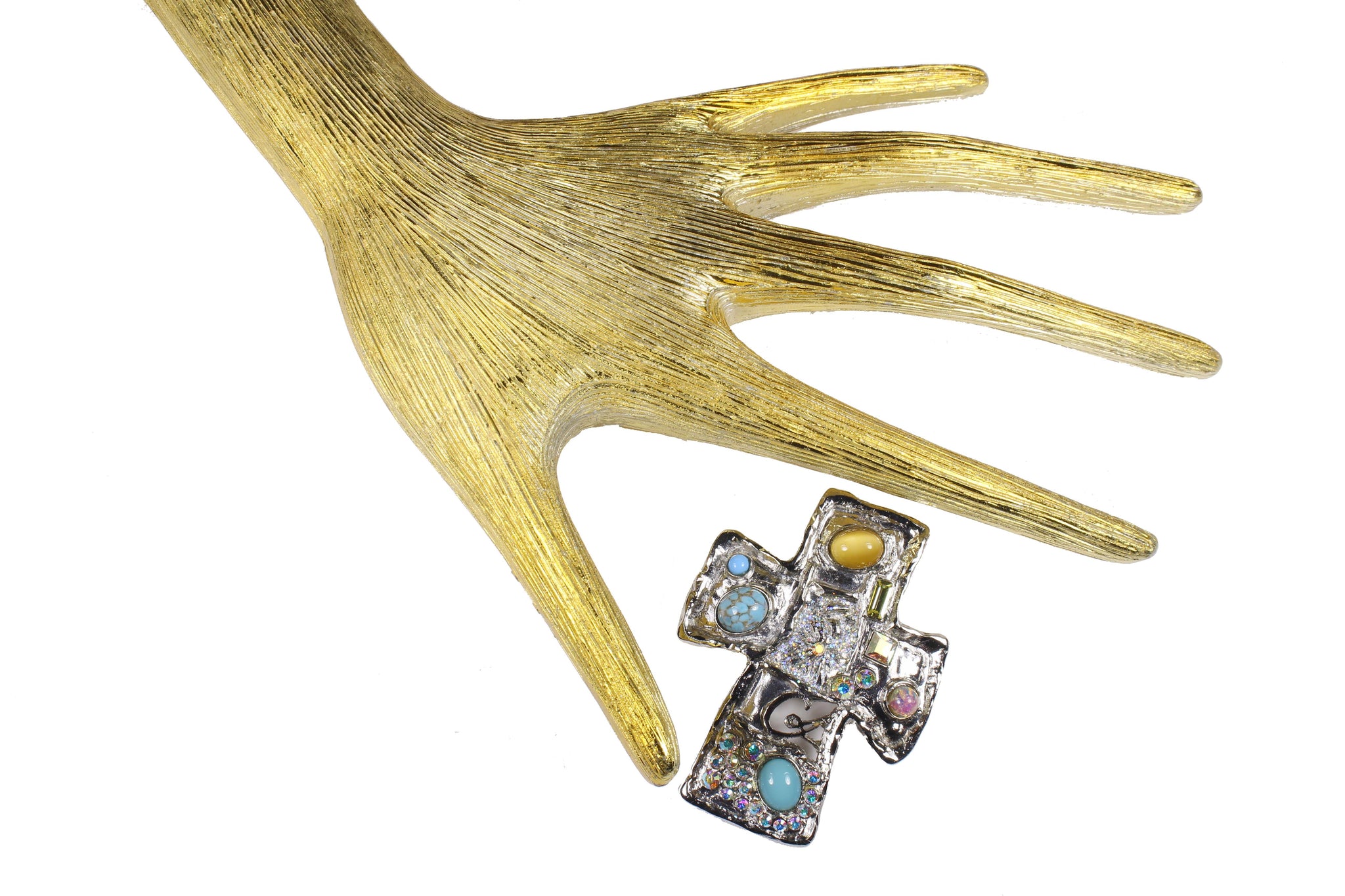 CHRISTIAN LACROIX silver large cross pendant brooch – Vintage Carwen