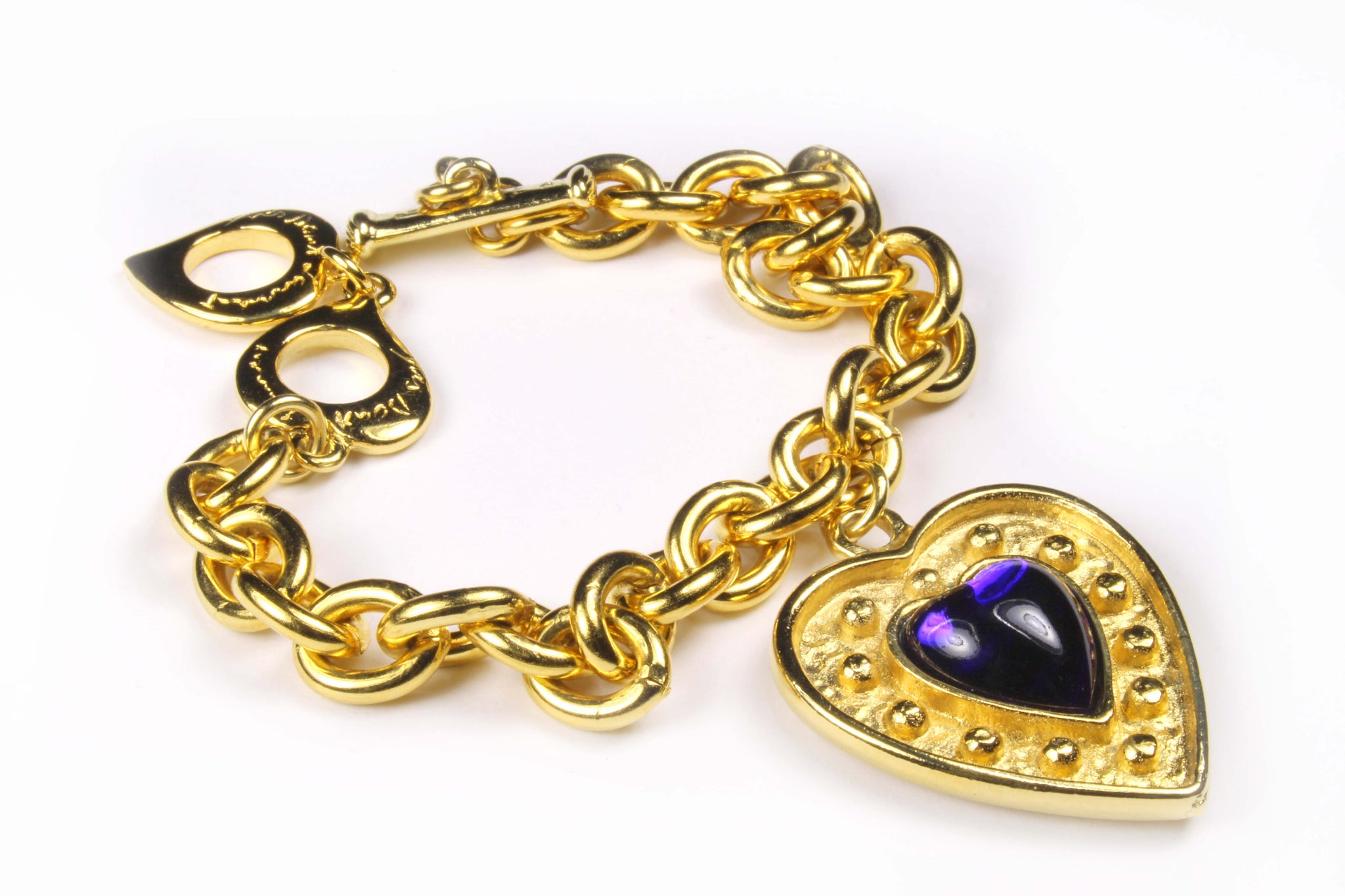 YVES SAINT LAURENT blue heart charm bracelet – Vintage Carwen