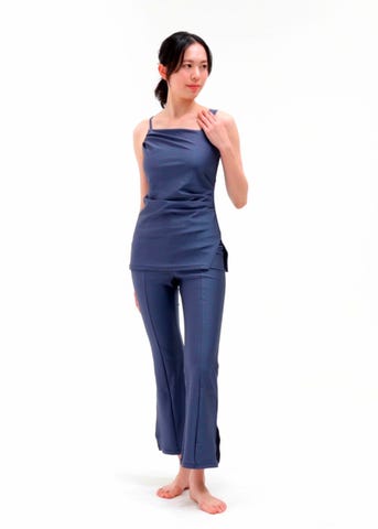 SUKALA】シャインストレッチアシンメトリーチュニック(XS・S・M・L