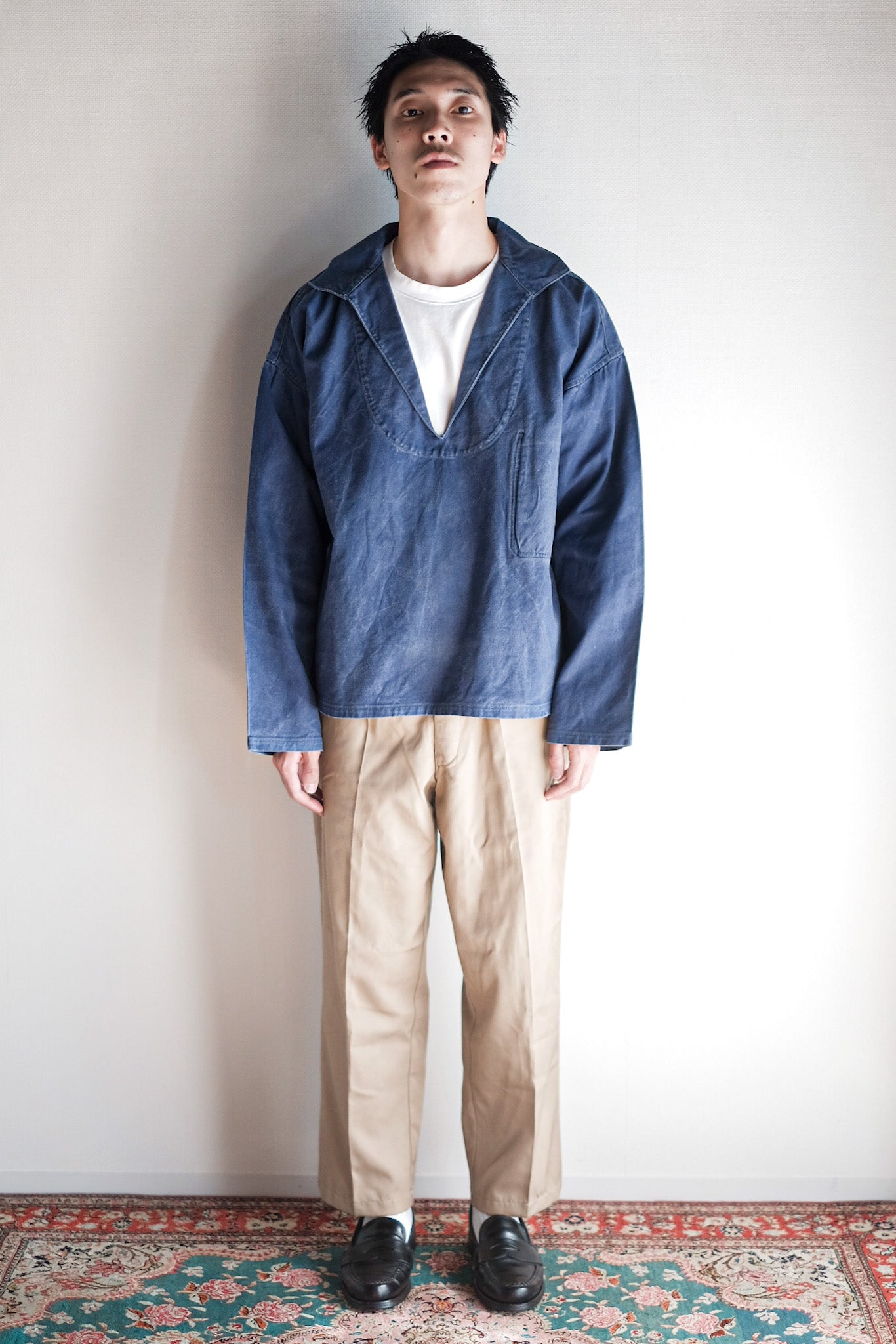50's】French Vintage Indigo Metis Fisherman Smock