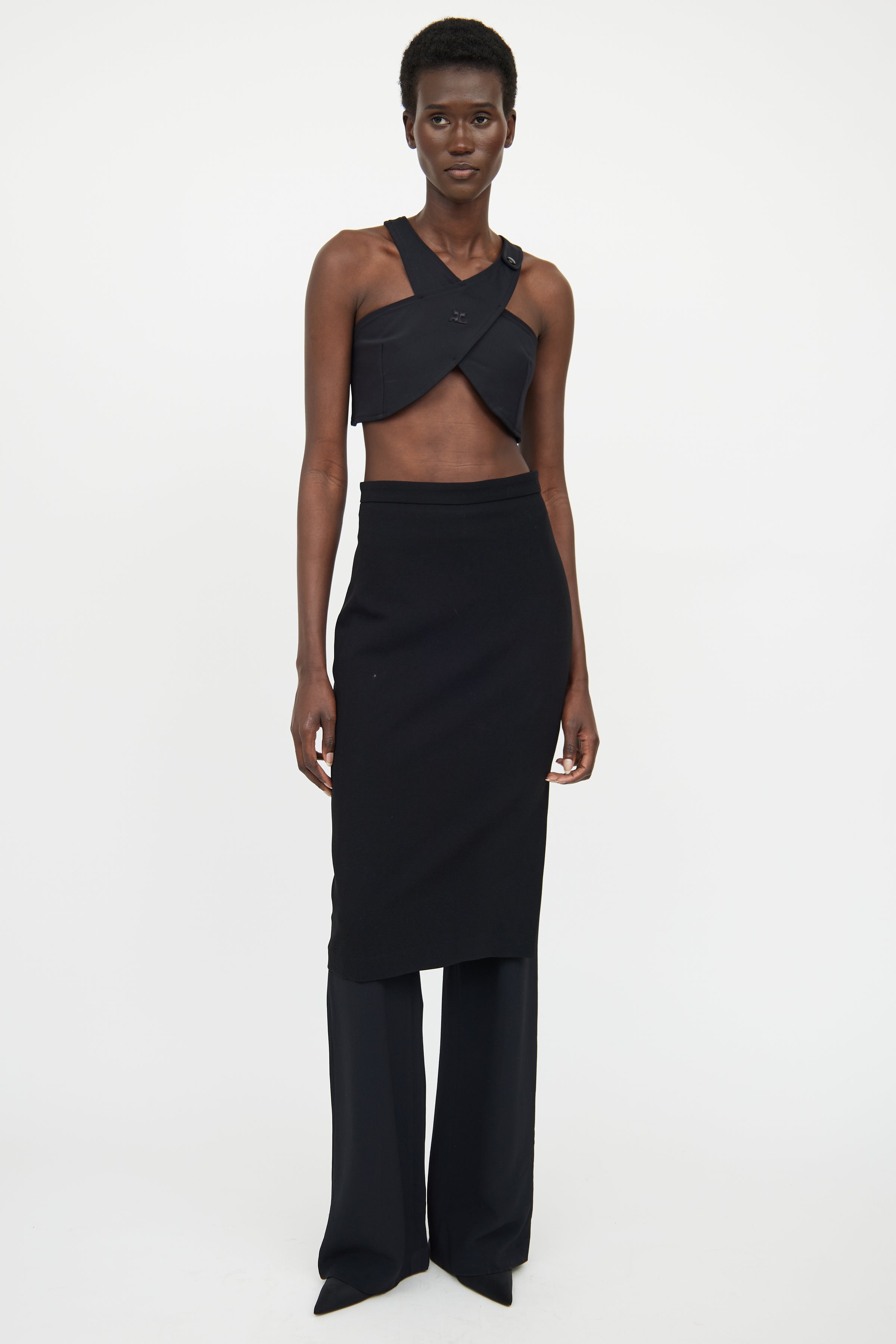 Courrèges // Black Crossover Crop Top – VSP Consignment
