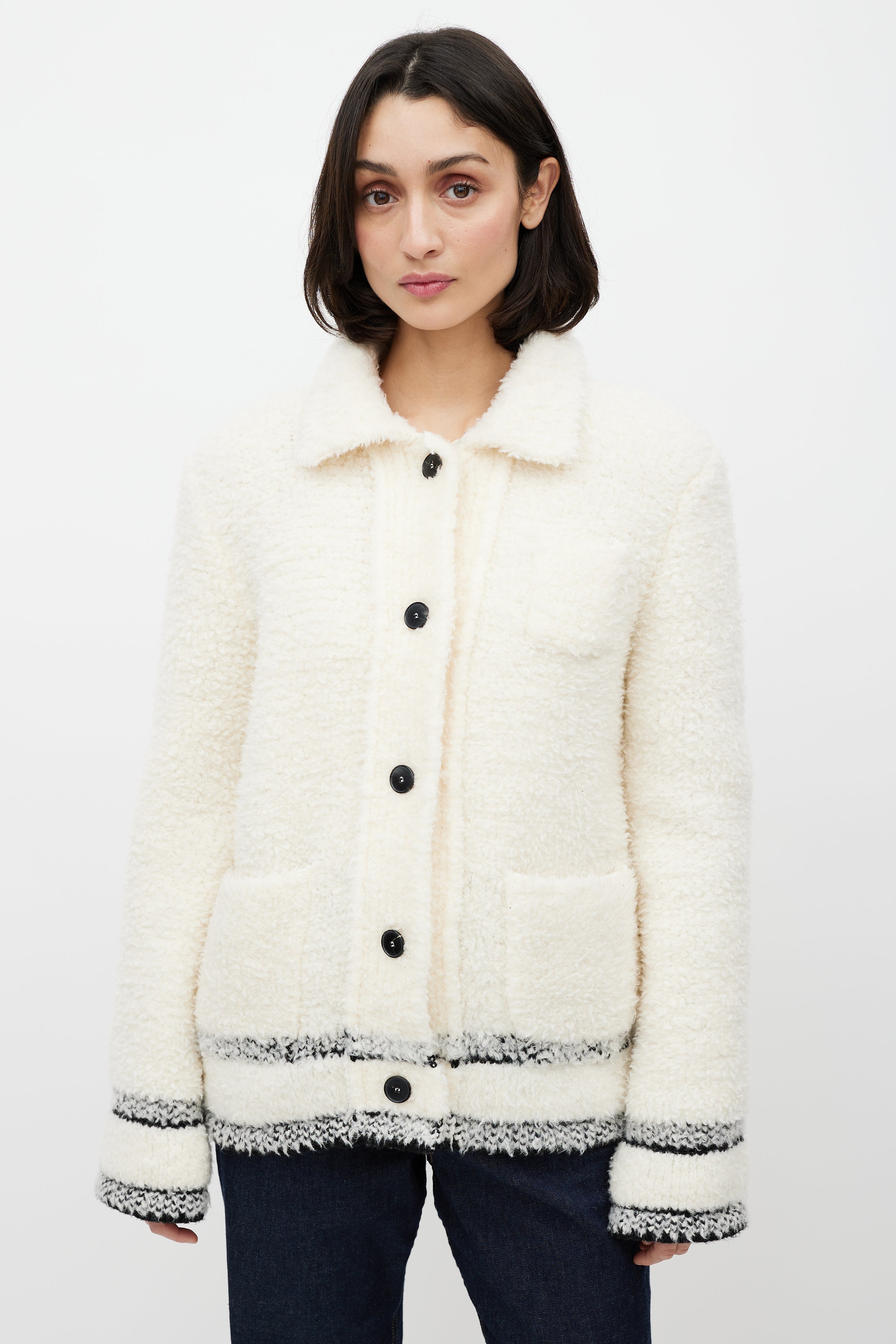 Dior // Cream & Black Caro Ecru Wool Logo Jacket – VSP Consignment