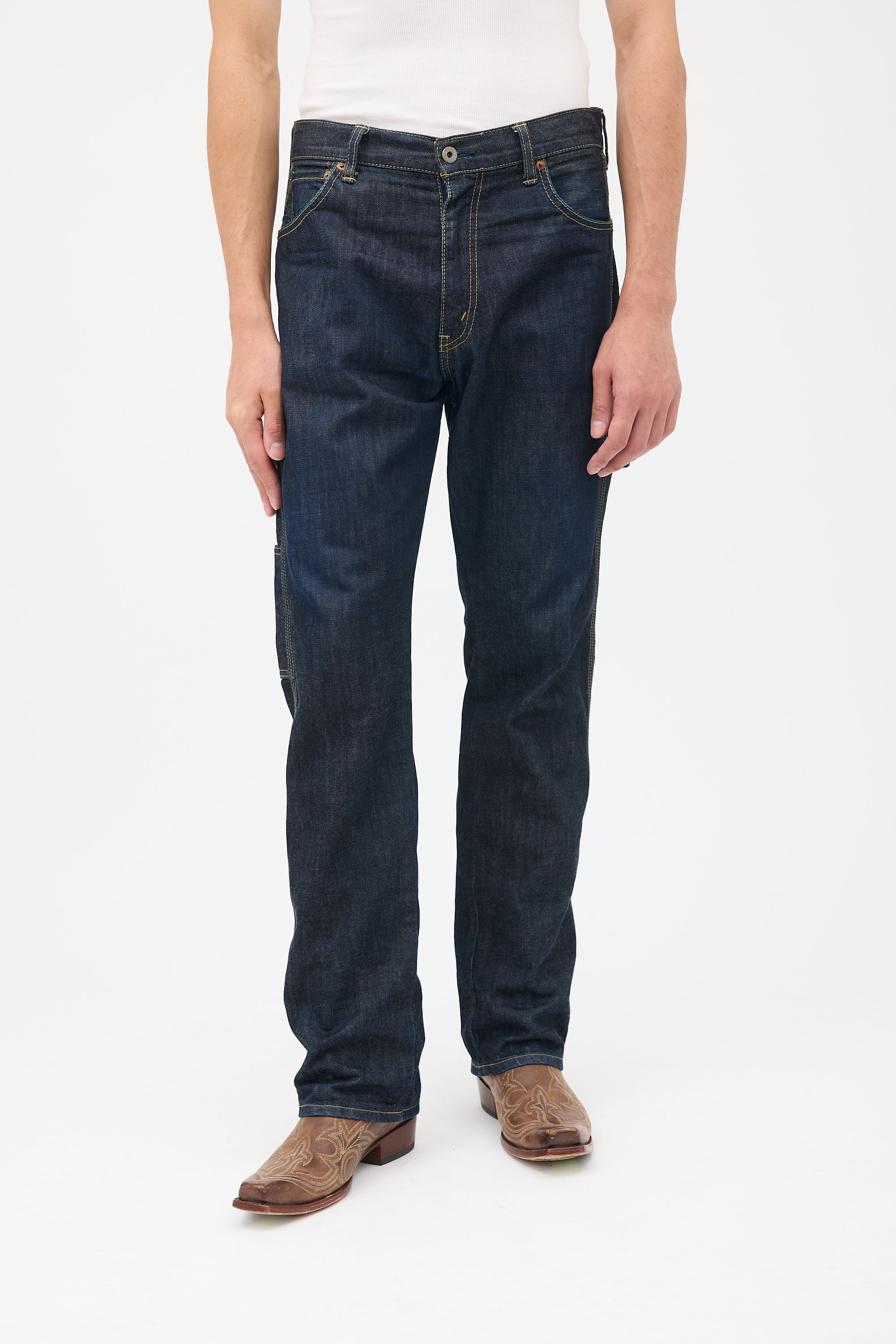 Junya Watanabe // X Levi's Dark Wash Straight Leg Cargo Jeans