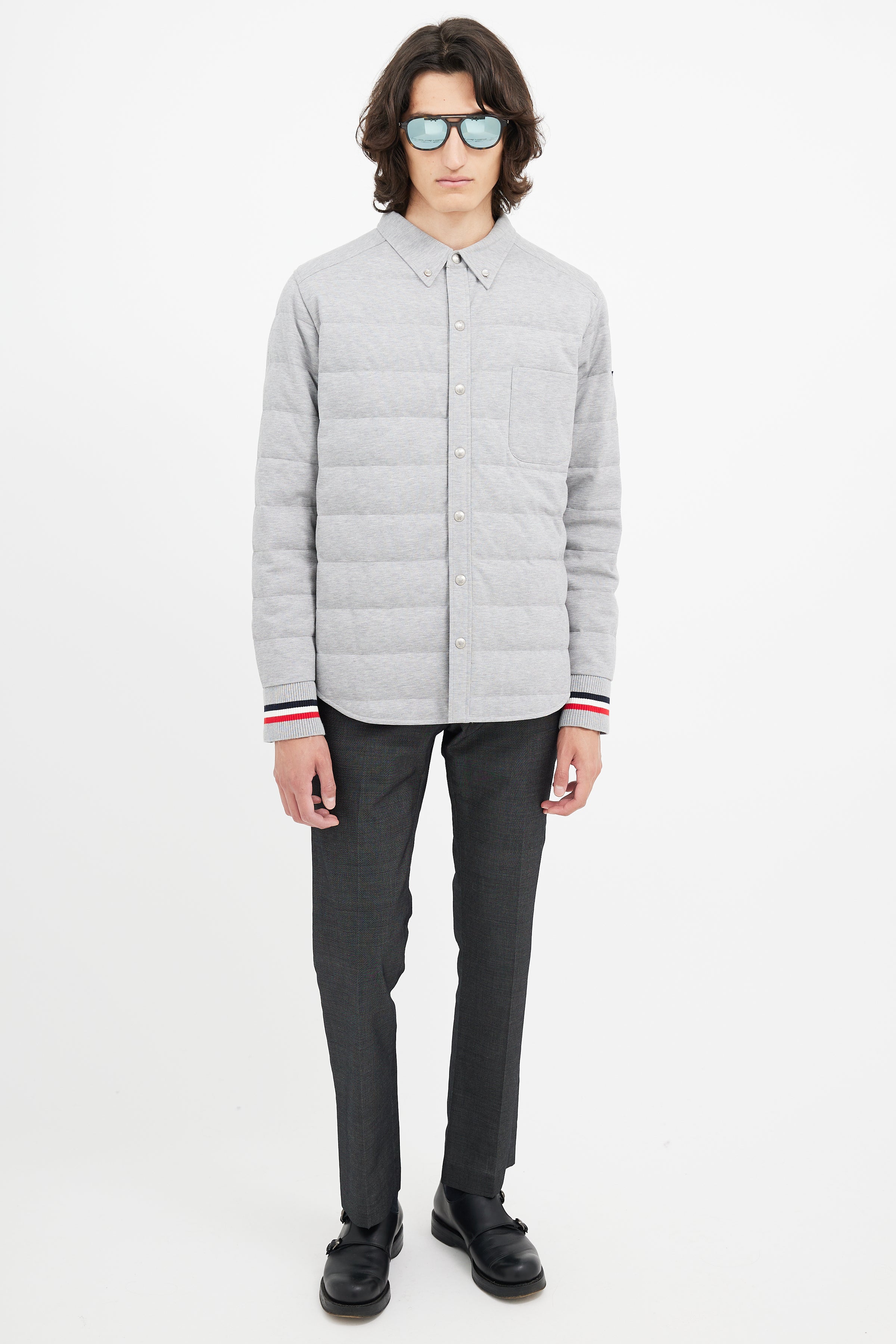 Moncler // Gamme Bleu Grey Down Shirt Jacket – VSP Consignment