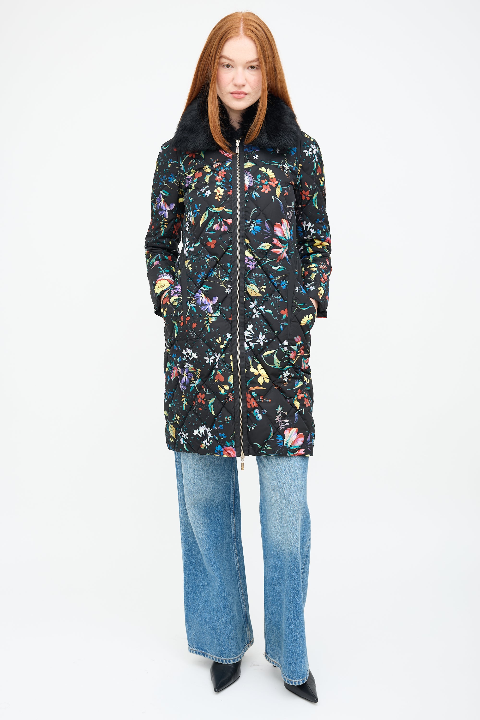 Moncler // X Erdem Black & Multi Floral Coat – VSP Consignment