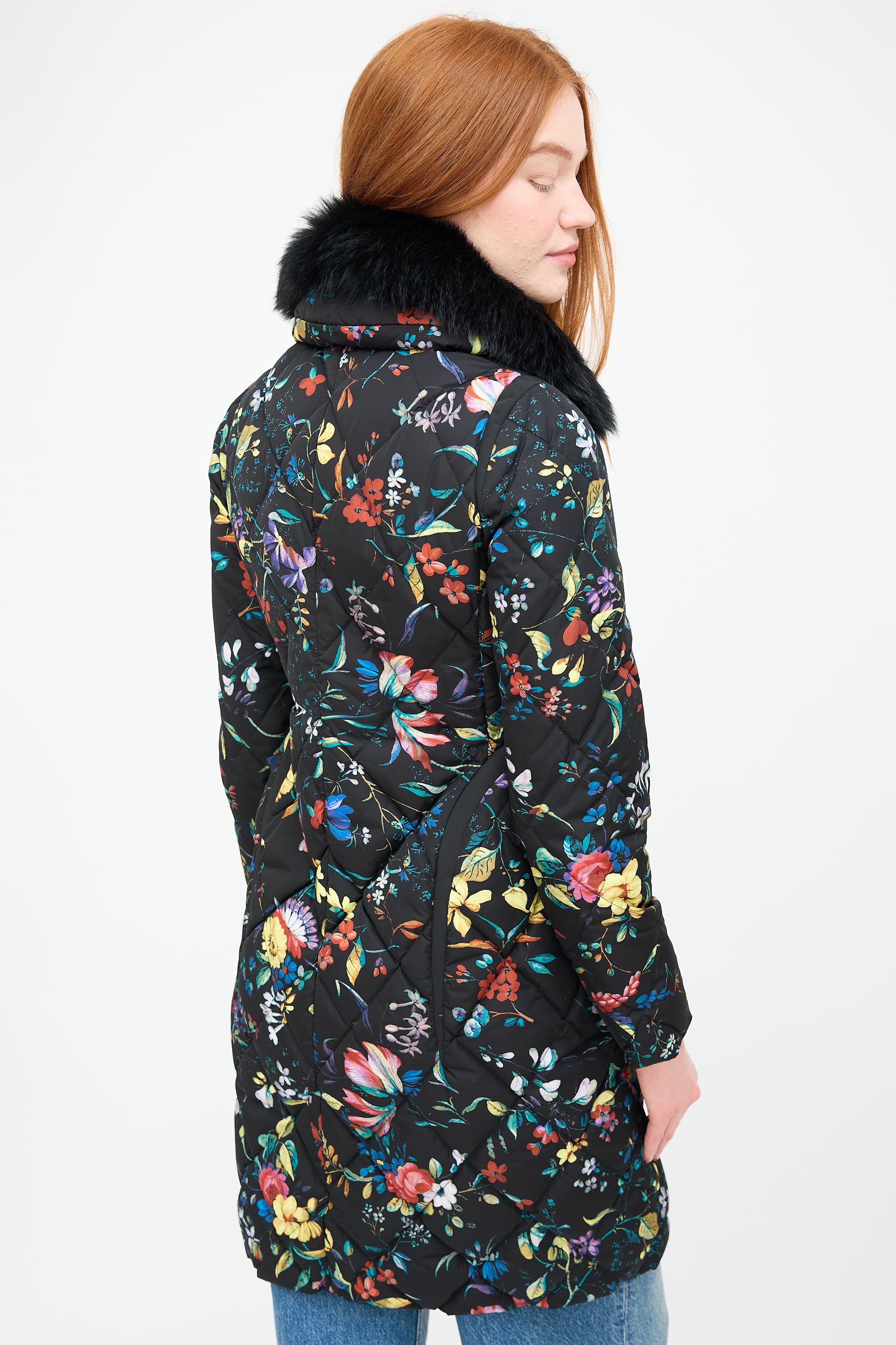 Moncler // X Erdem Black & Multi Floral Coat – VSP Consignment