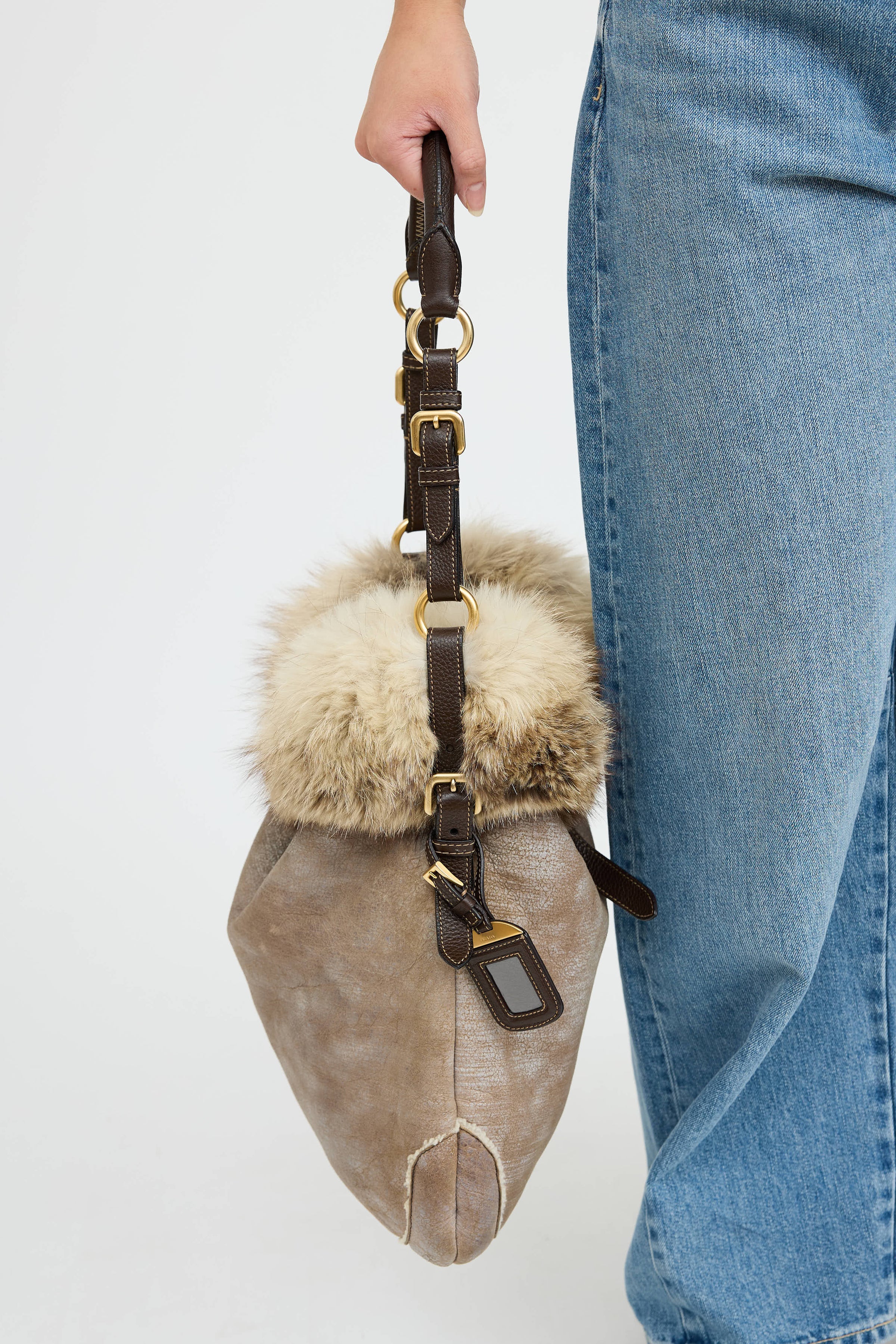 Prada // Fur Trim Shoulder Bag – VSP Consignment