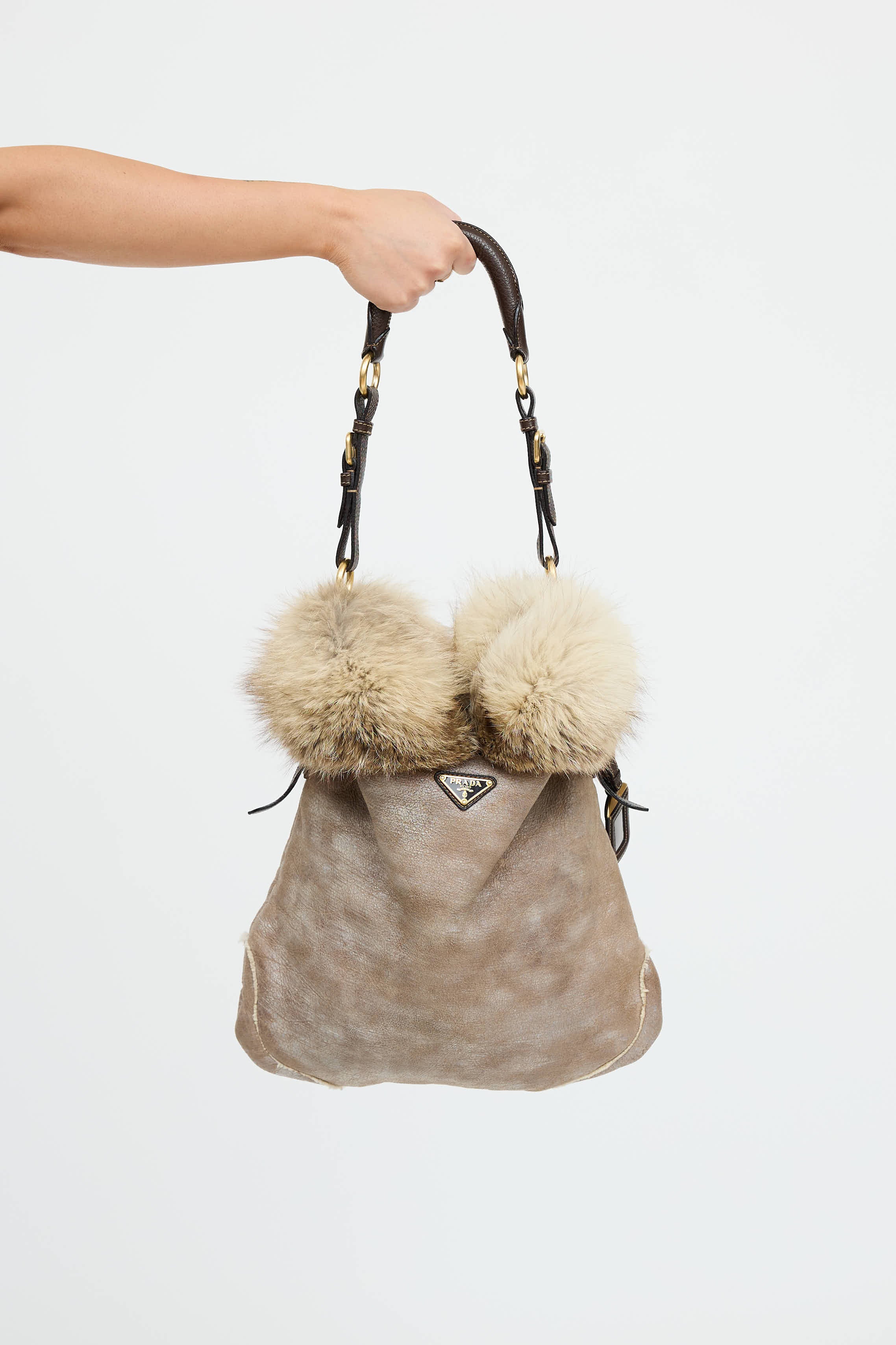 Prada // Fur Trim Shoulder Bag – VSP Consignment