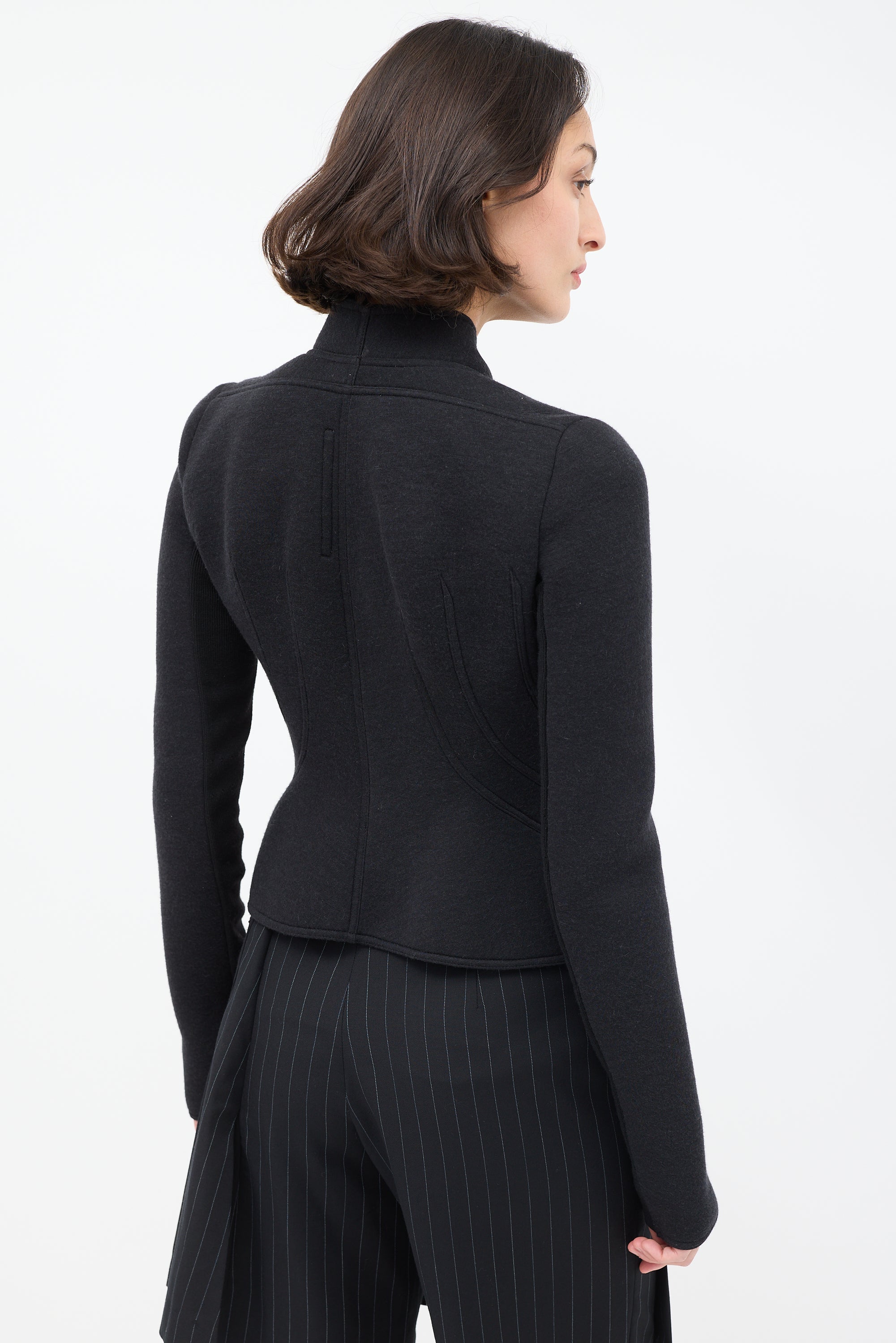 Rick Owens // Lilies Black Neoprene High Neck Asymmetrical Jacket