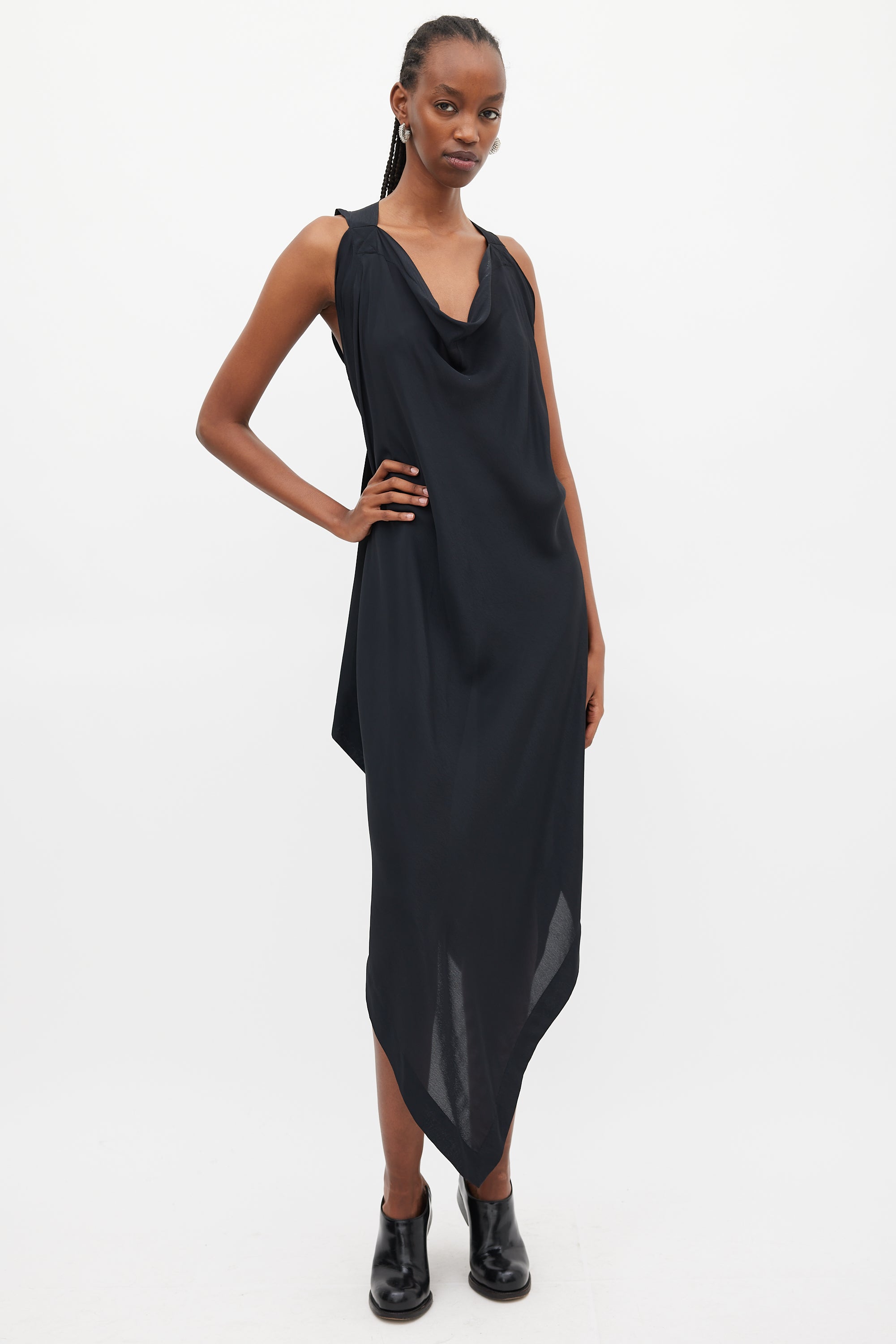 Vivienne Westwood // Anglomania Black Satin Drape Dress – VSP
