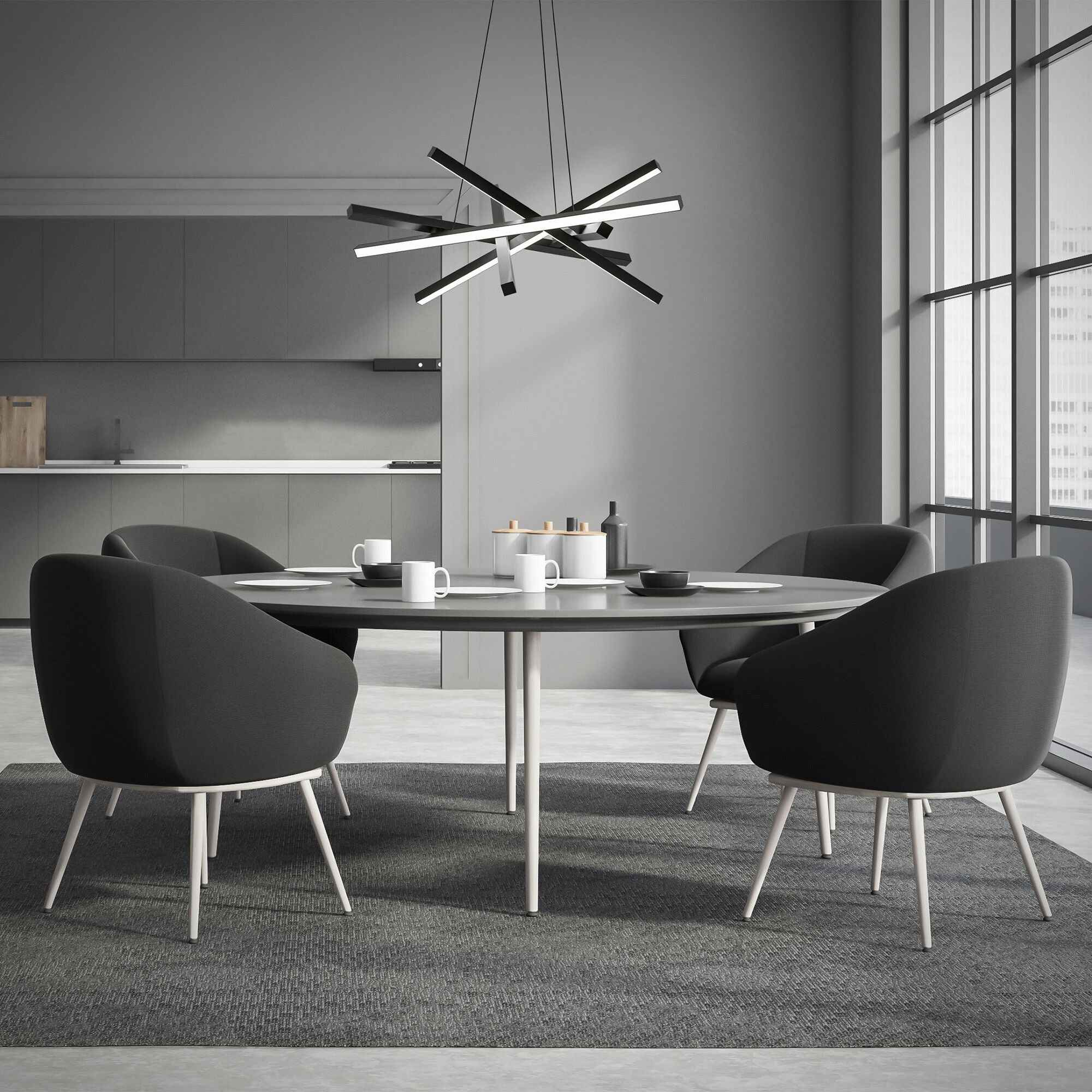 WAC Lighting PD-73134-BK Parallax LED 30 inch Black Pendant