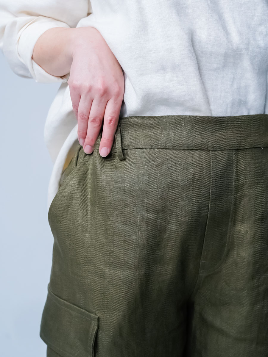 リネンカーゴパンツ】無骨さと品格の共存 ヘリンボーン M-47カーゴ