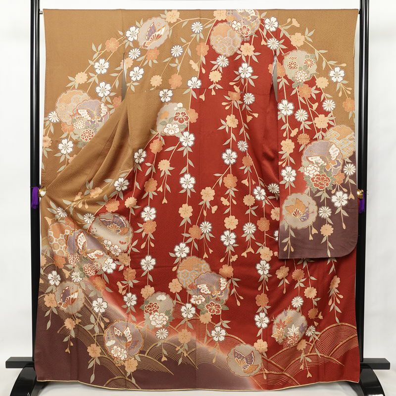 振袖 良品 金駒刺繍 正絹 古典柄 袷仕立て 身丈166.5cm 裄丈66.5cm