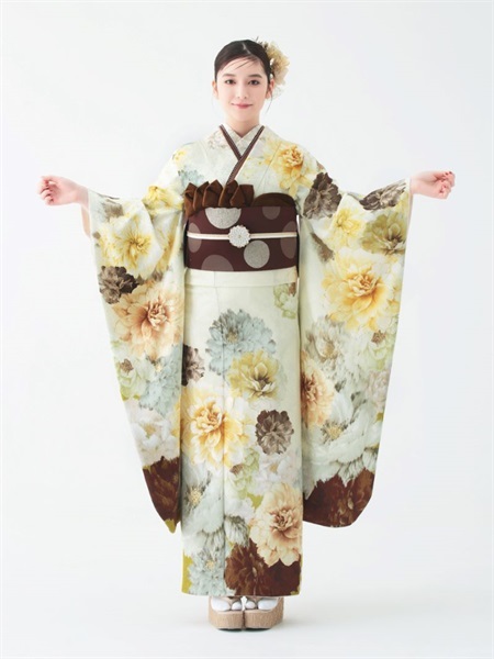 正絹振袖レンタルセット 銘仙花(イエロー)【和風館ICHI】