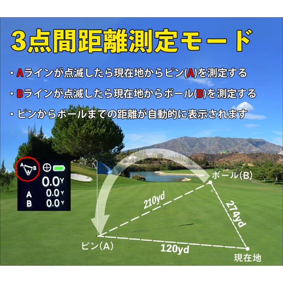 ゴルフレーザー距離計 小型mini 3点間距離測定 ピンロック 競技対応