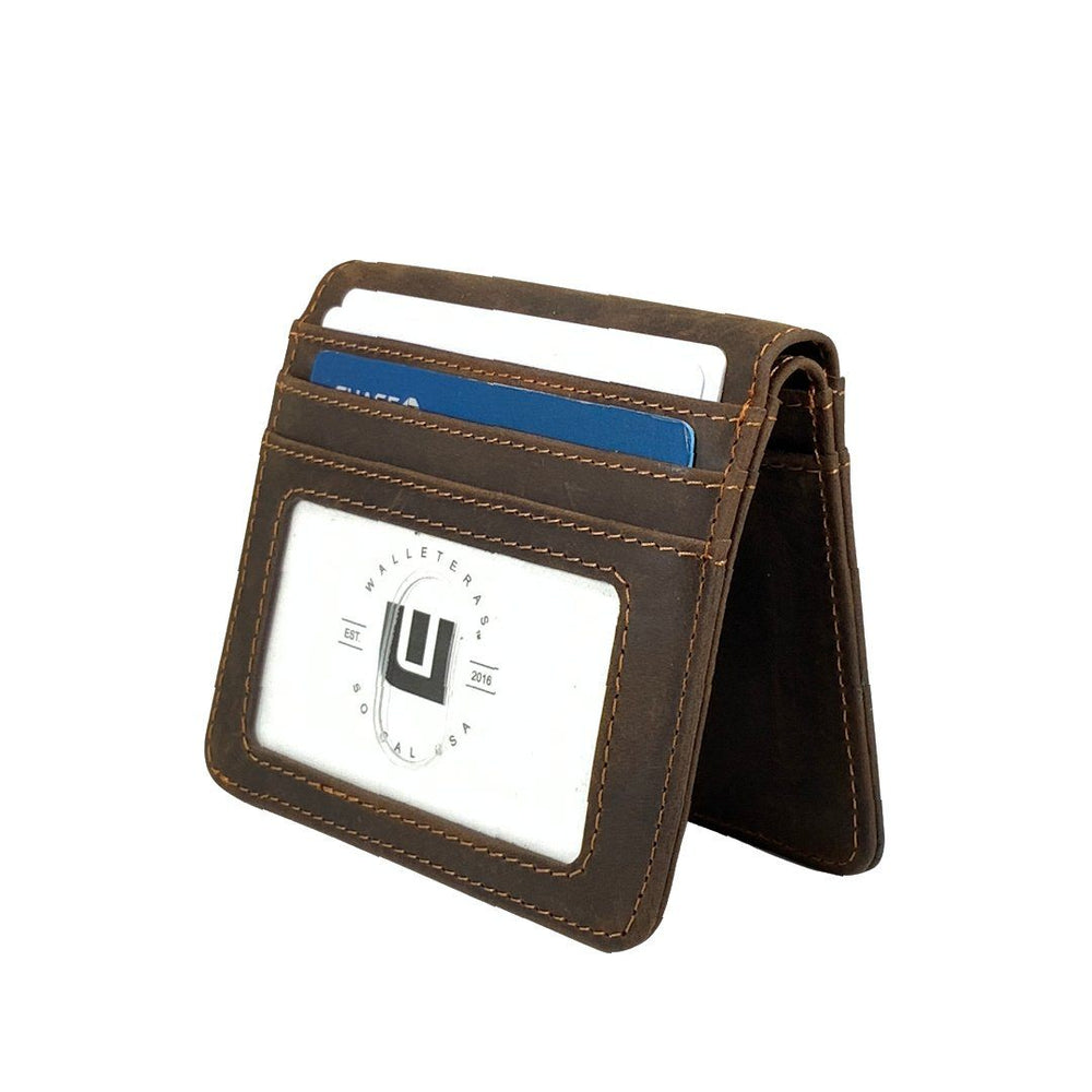 HERITAGE TX2 Crazy Horse Leather Wallet | 2 ID Windows & RFID Safe