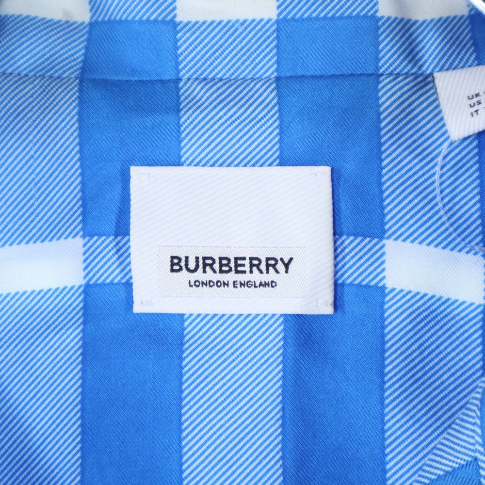 BURBERRY(バーバリー) バーバリーチェック柄 シルク半袖シャツ ブルー