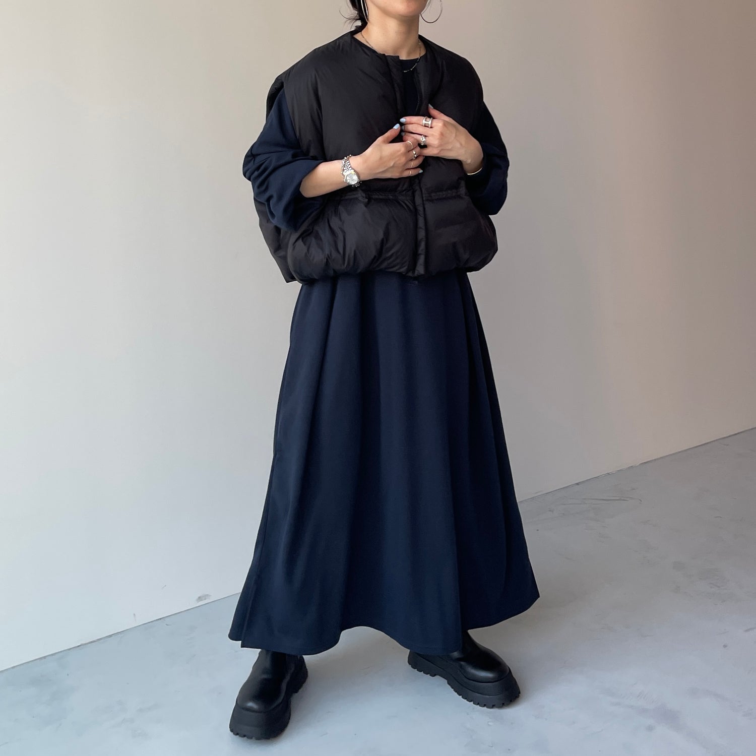 super loose light sweatee one piece / navy [3size] | wee9s