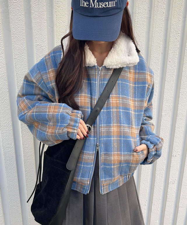 ボア襟チェック柄ブルゾン – WEGO ONLINE STORE