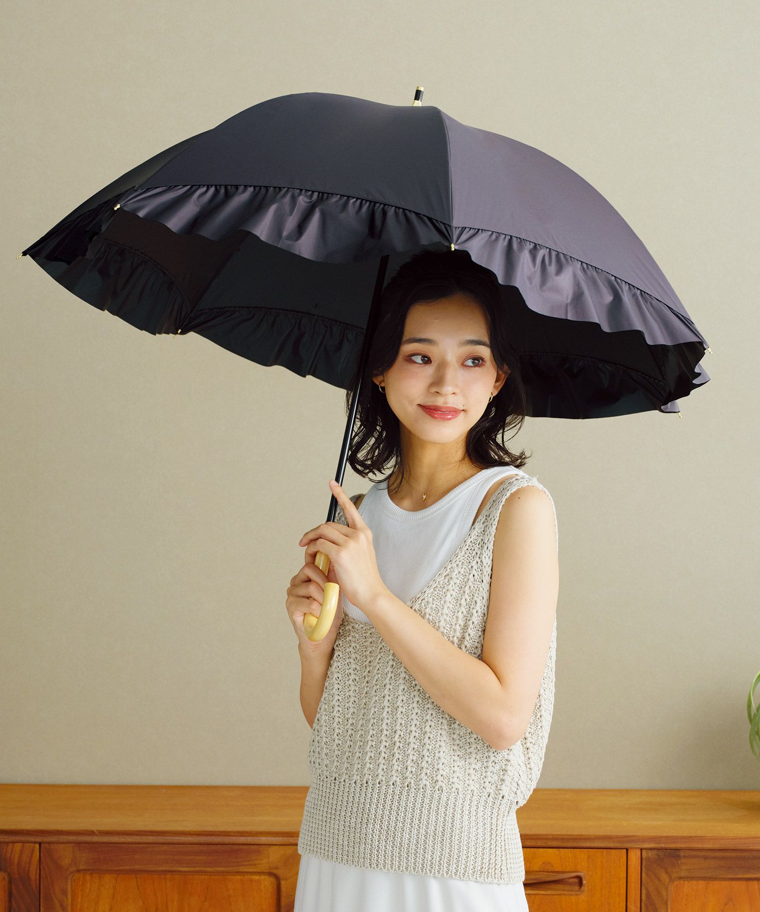 遮光ドームパラソル フリル Wpc. 日傘 長傘 晴雨兼用 | 【公式】Wpc
