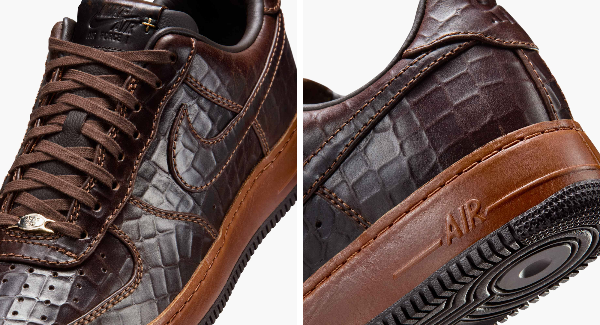 Nike Air Force 1 Low Brown Croc Skin Leather II7090-222 Release Date
