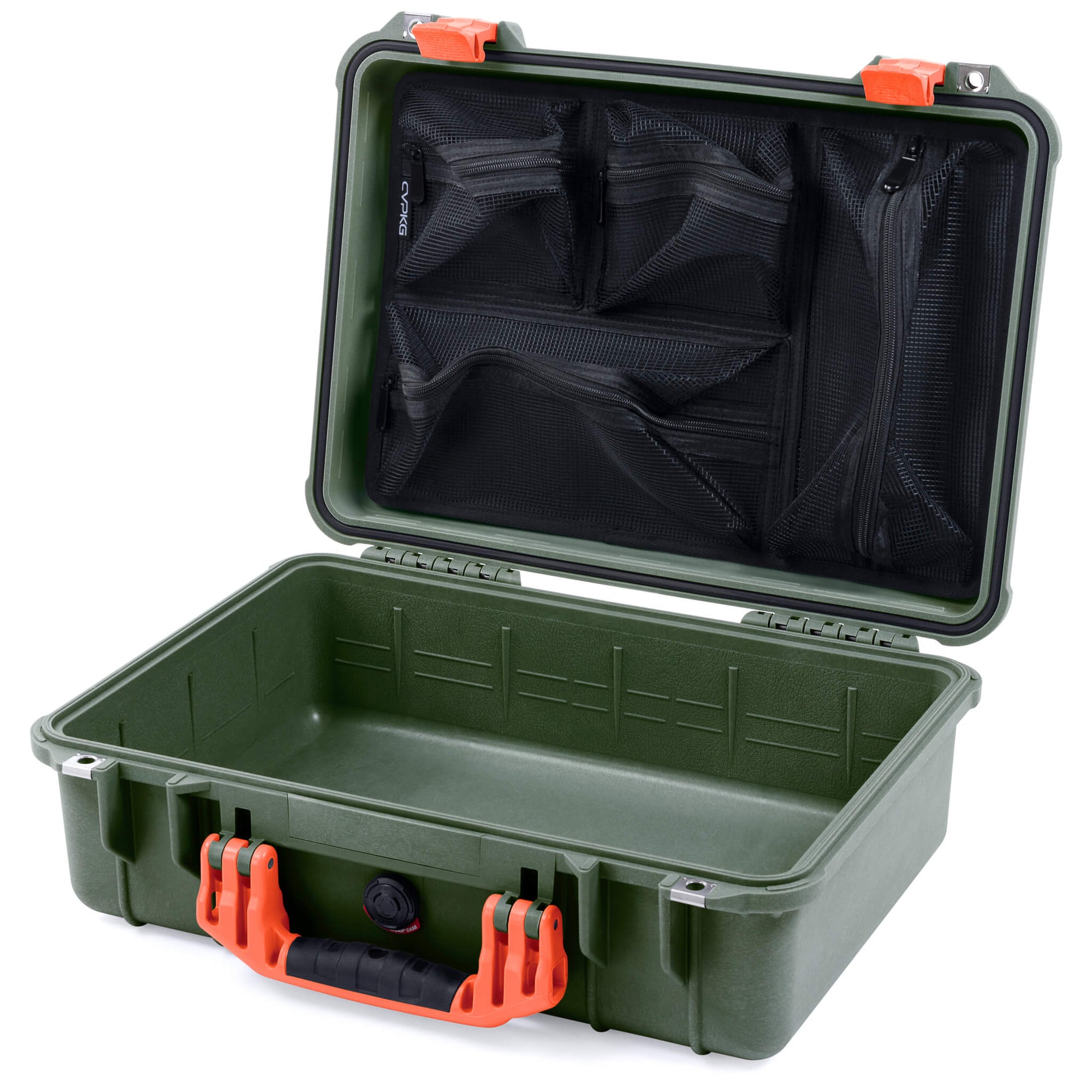 Pelican 1500 Case, OD Green with Orange Handle & Latches - ColorCase