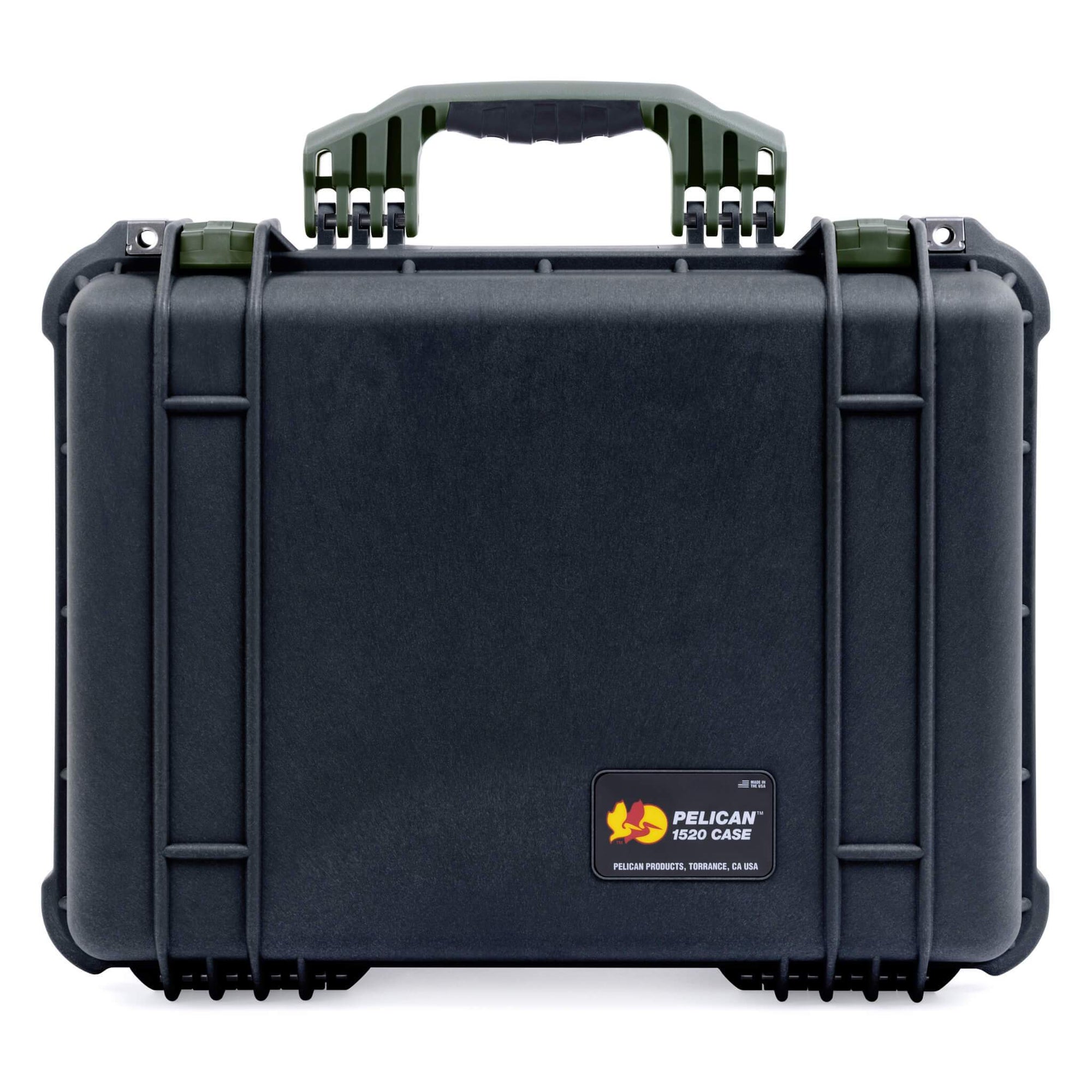 Pelican 1520 Case - Black with OD Green Handle & Latches - ColorCase