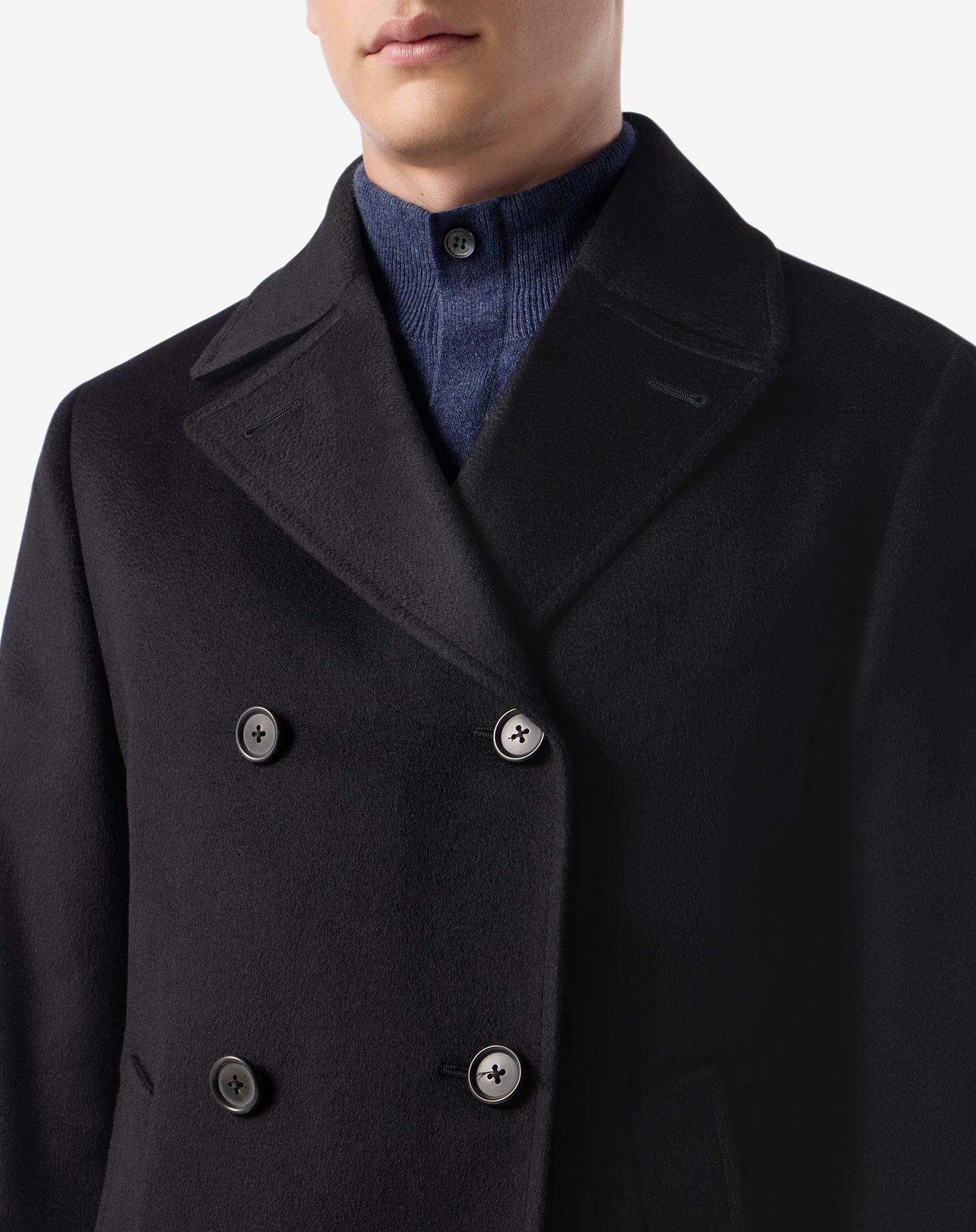 Black pure cashmere beaver coat for men | Corneliani