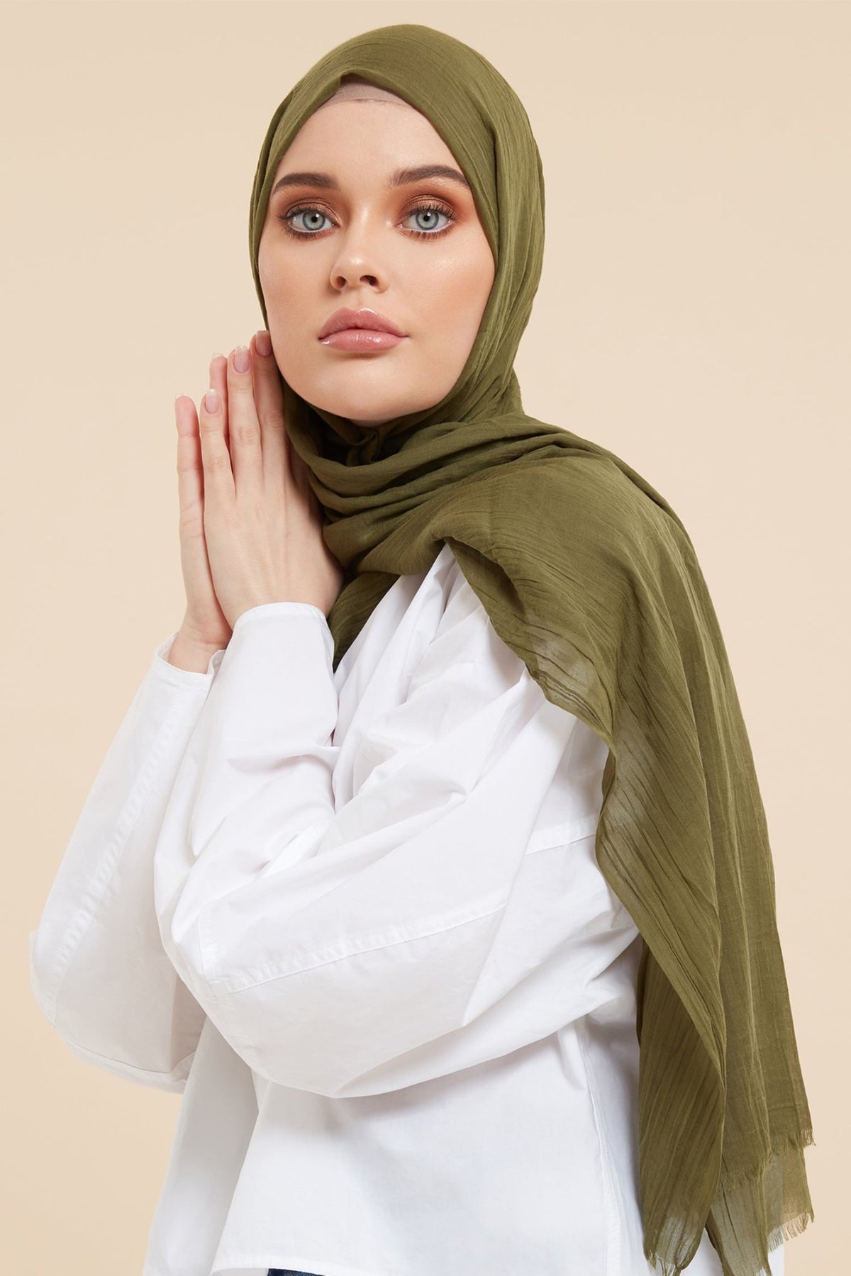 Khaki Cotton & Silk Hijab – CAVE